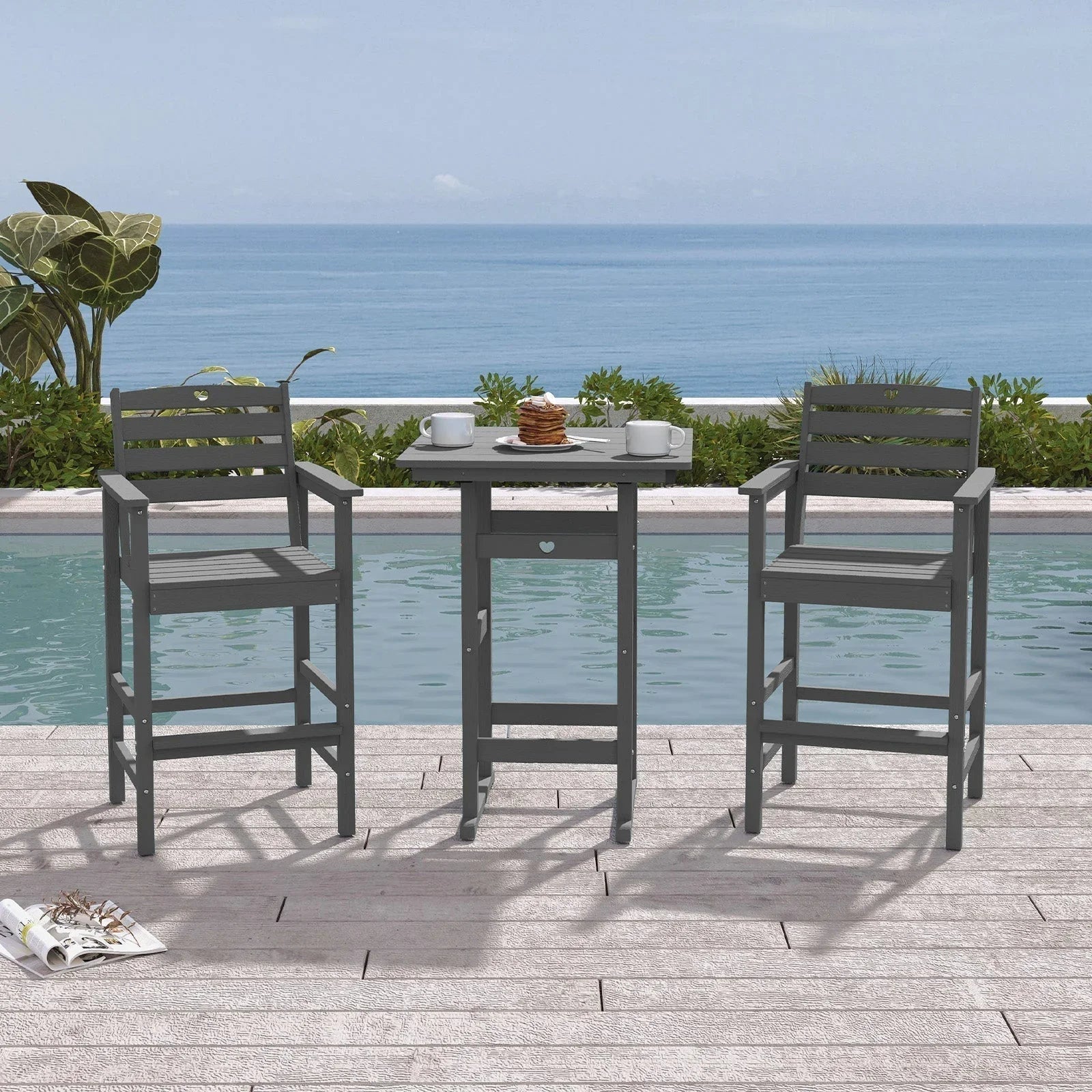 Upgrade Your Outdoor Experience with the GardenJoy HDPE Bar Table & Chairs Set
