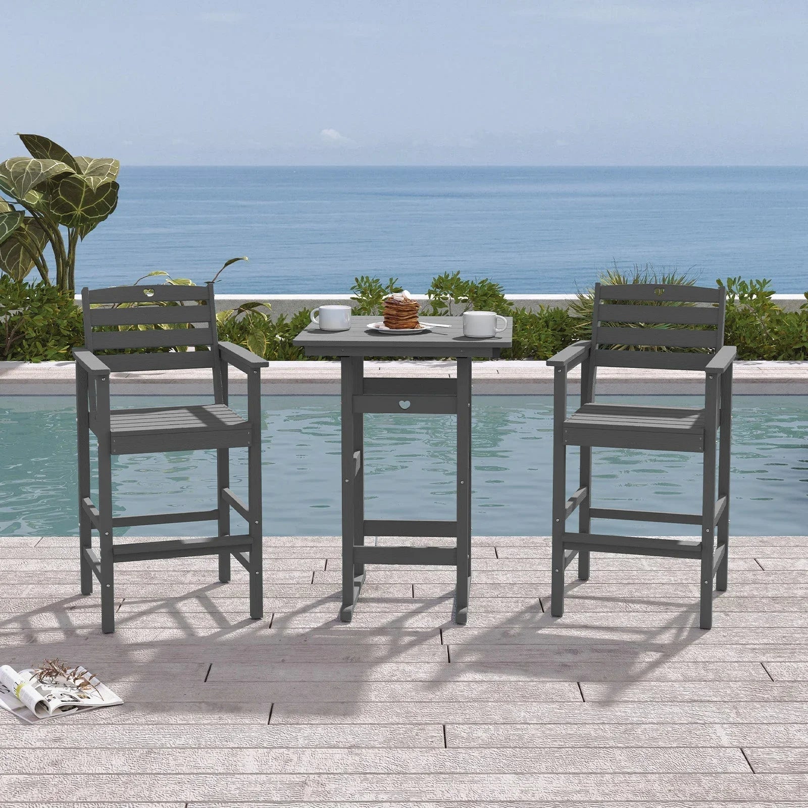 Elevate Your Outdoor Living with the Stylish HDPE Height Bar Table and Chairs Set