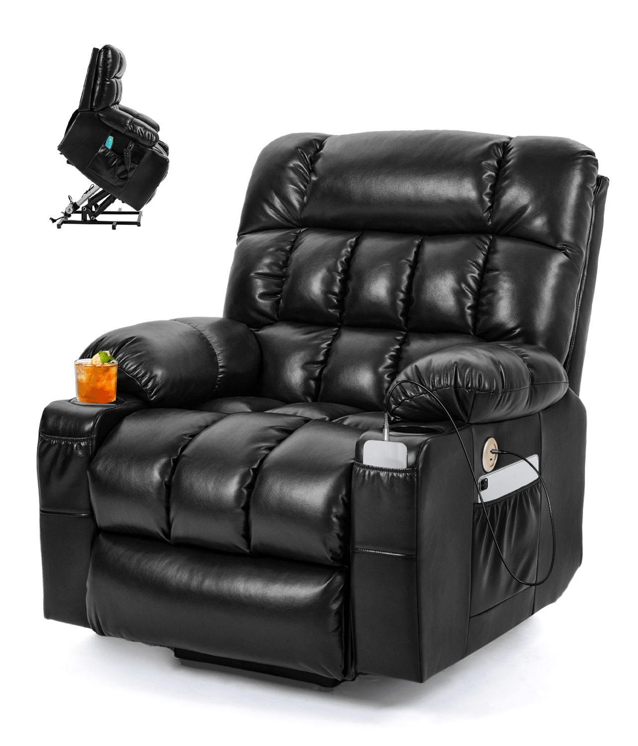 Unlock the ultimate comfort experience: Leather Dual Motor Massage and Heated Lift Recliner