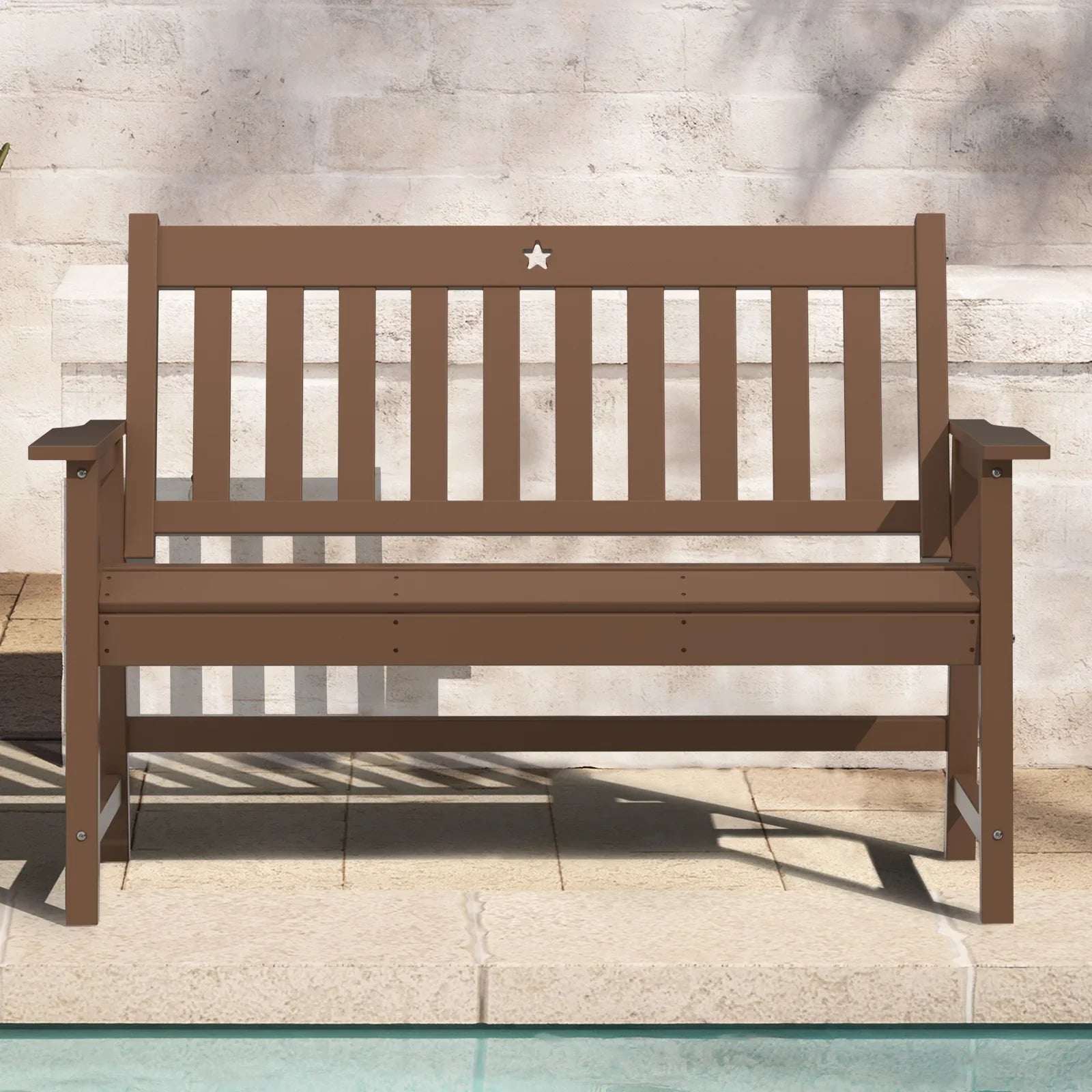 Outdoor Bench, 2-Person Garden Bench, HDPE Patio Bench Weatherproof, Durable Porch Bench for Patio, Backyard, Porch, and Park - Gardenjoy