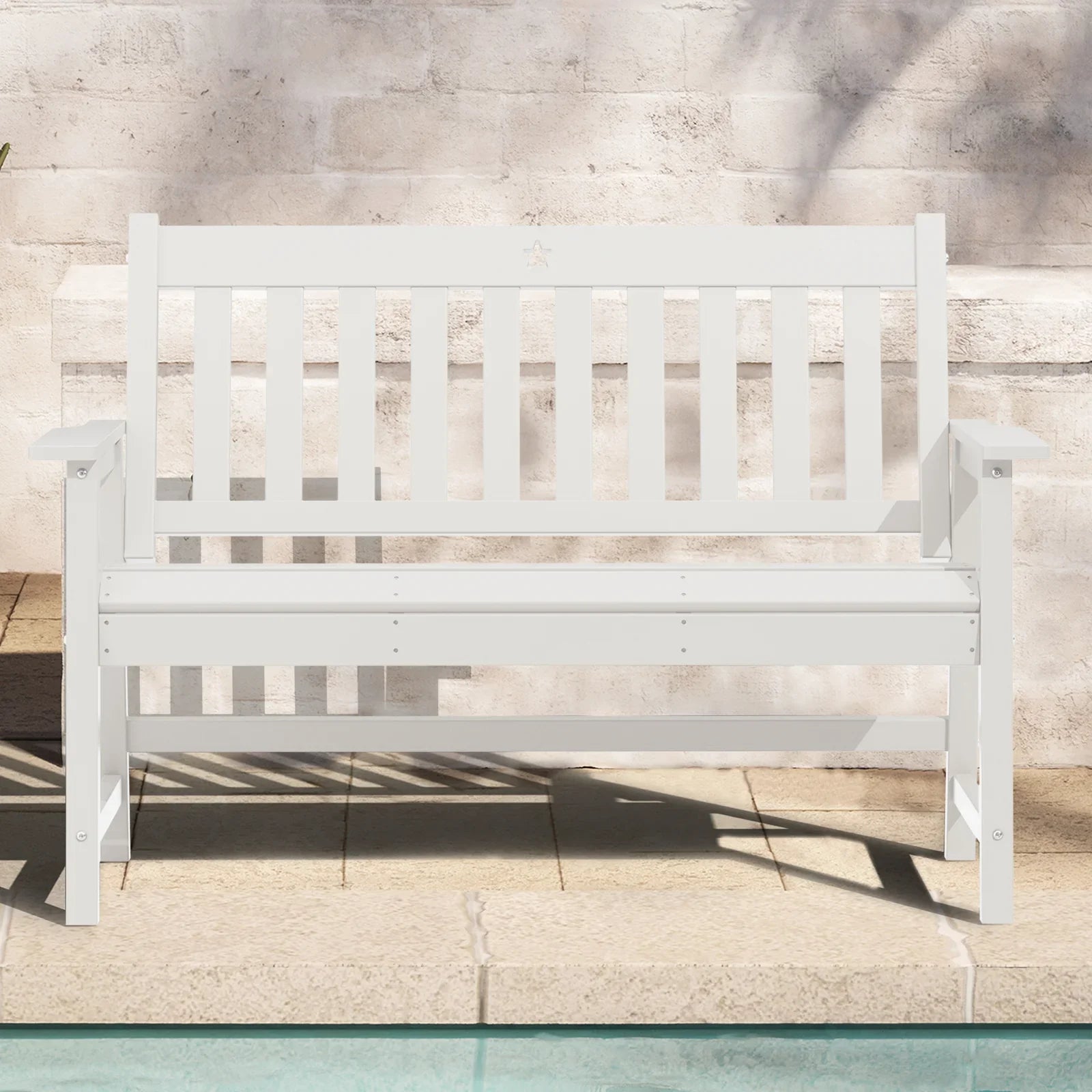 Outdoor Bench, 2-Person Garden Bench, HDPE Patio Bench Weatherproof, Durable Porch Bench for Patio, Backyard, Porch, and Park - Gardenjoy