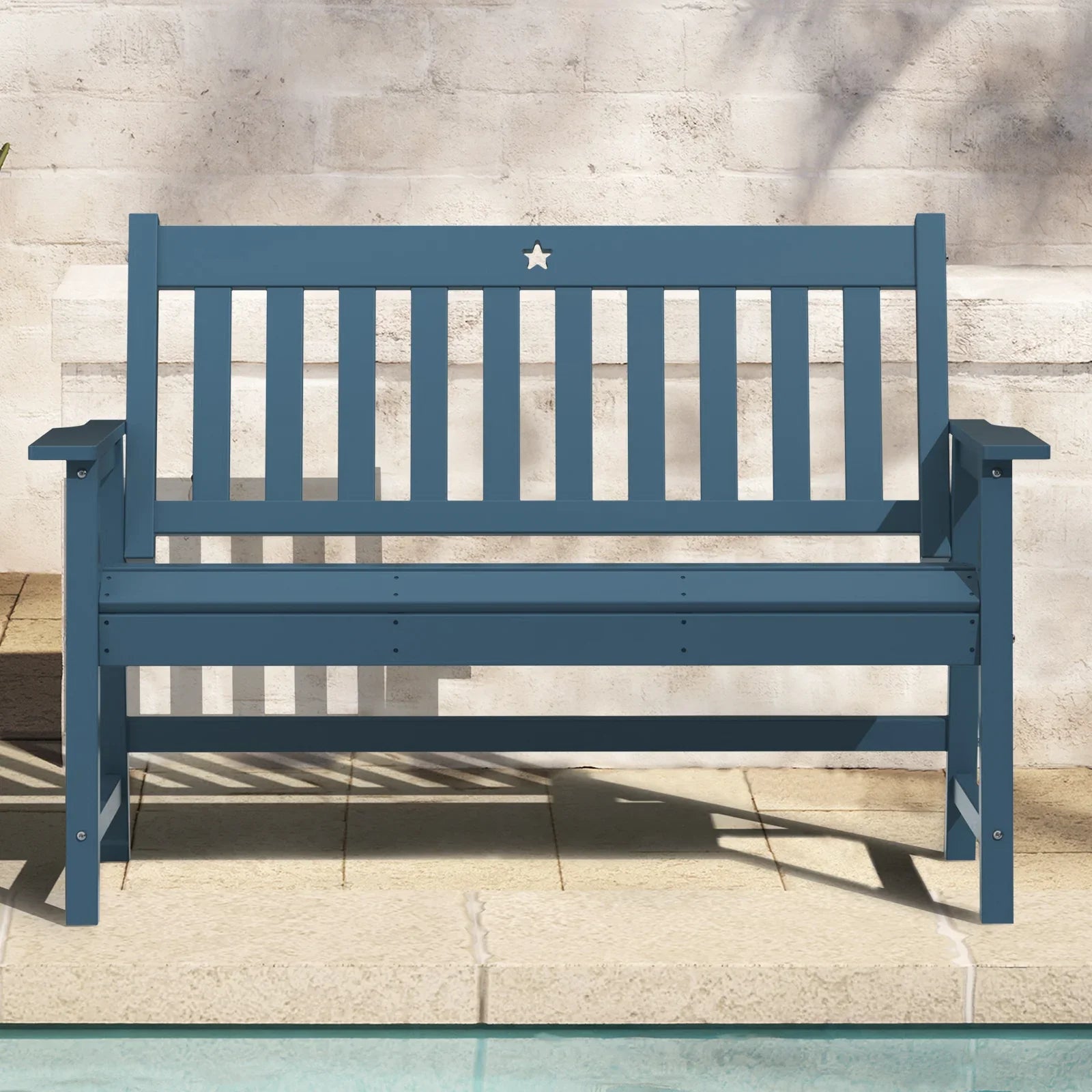 Outdoor Bench, 2-Person Garden Bench, HDPE Patio Bench Weatherproof, Durable Porch Bench for Patio, Backyard, Porch, and Park - Gardenjoy