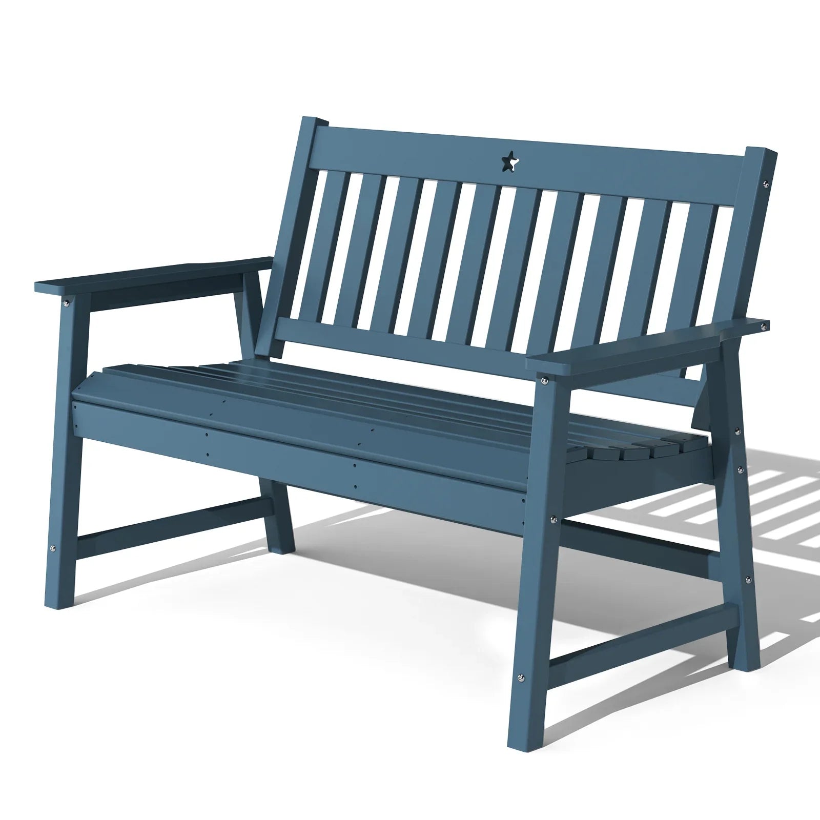 Outdoor Bench, 2-Person Garden Bench, HDPE Patio Bench Weatherproof, Durable Porch Bench for Patio, Backyard, Porch, and Park - Gardenjoy