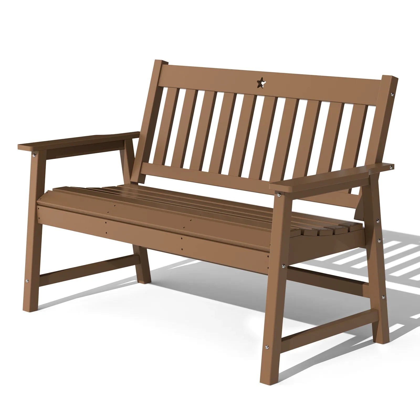 Outdoor Bench, 2-Person Garden Bench, HDPE Patio Bench Weatherproof, Durable Porch Bench for Patio, Backyard, Porch, and Park - Gardenjoy
