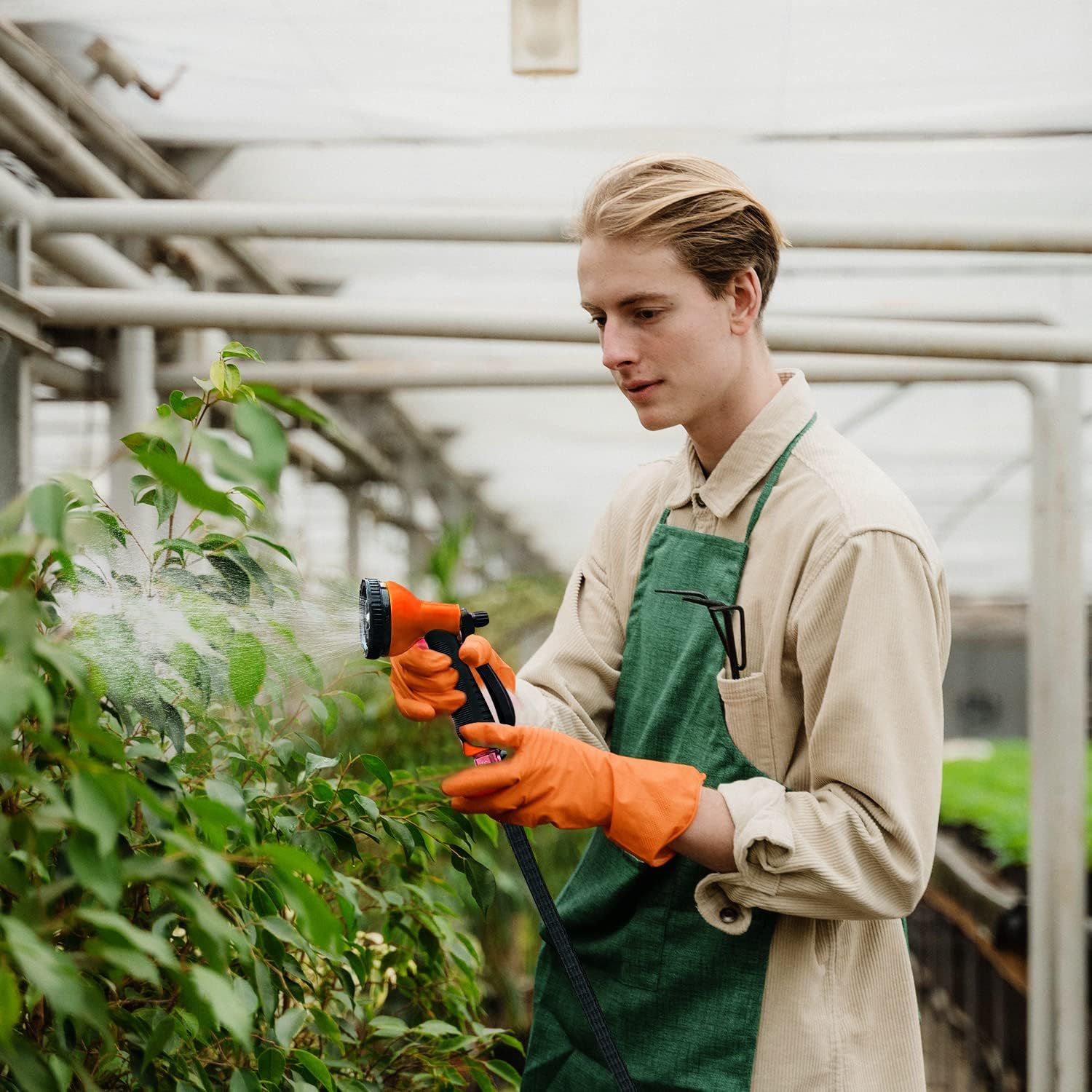 2-Pieces Garden Hose Nozzle Set, with 10 Spray Patterns (Blue | Orange)