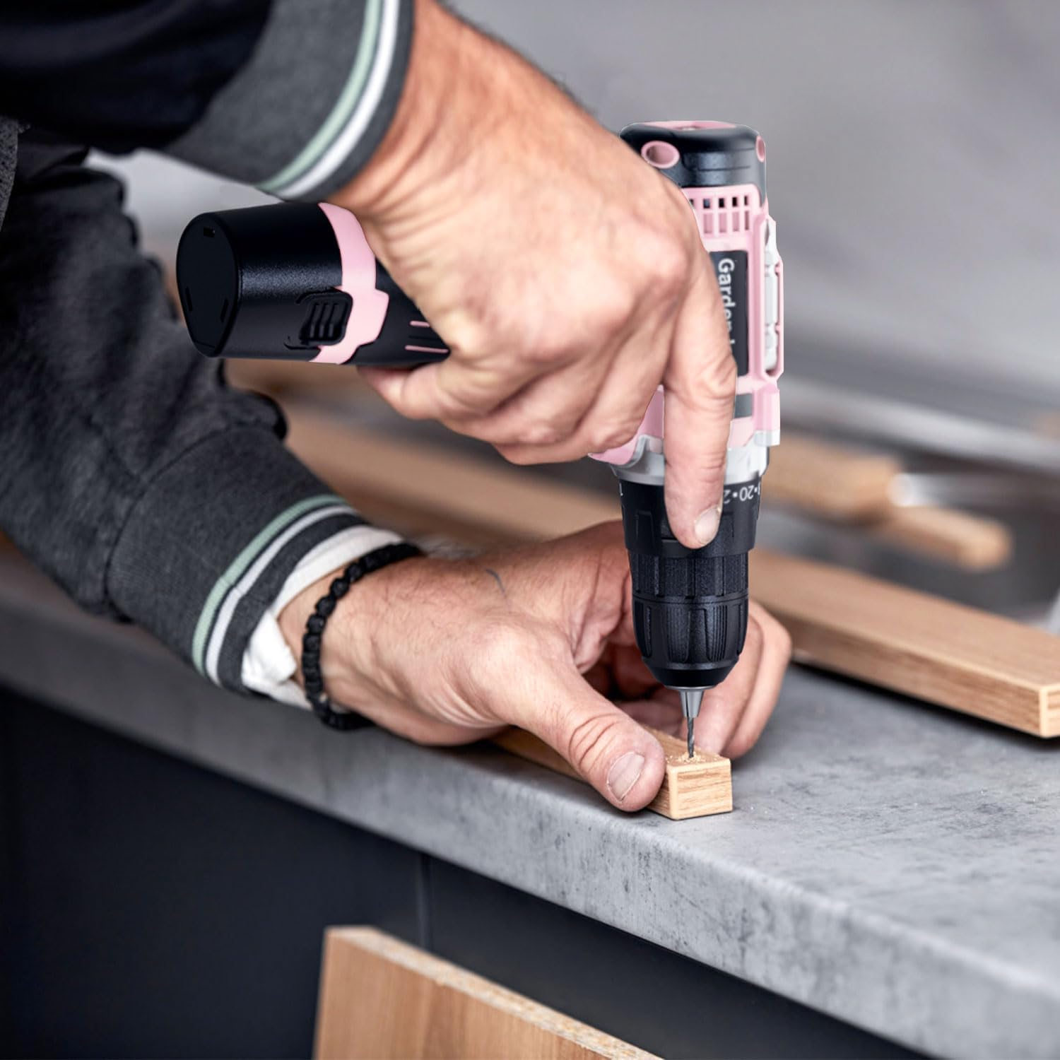 GardenJoy 12V Cordless Drill Set with 1 Battery, Fast Charger ,Built-in LED Light and Multiple Drill Bits|for Home Renovation