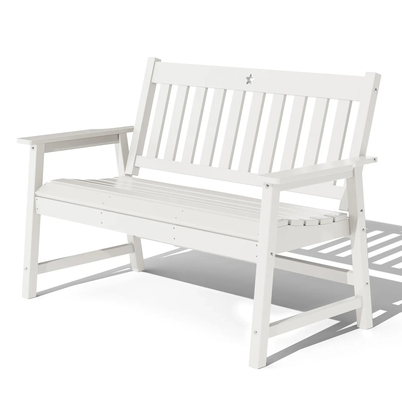 Outdoor Bench, 2-Person Garden Bench, HDPE Patio Bench Weatherproof, Durable Porch Bench for Patio, Backyard, Porch, and Park - Gardenjoy