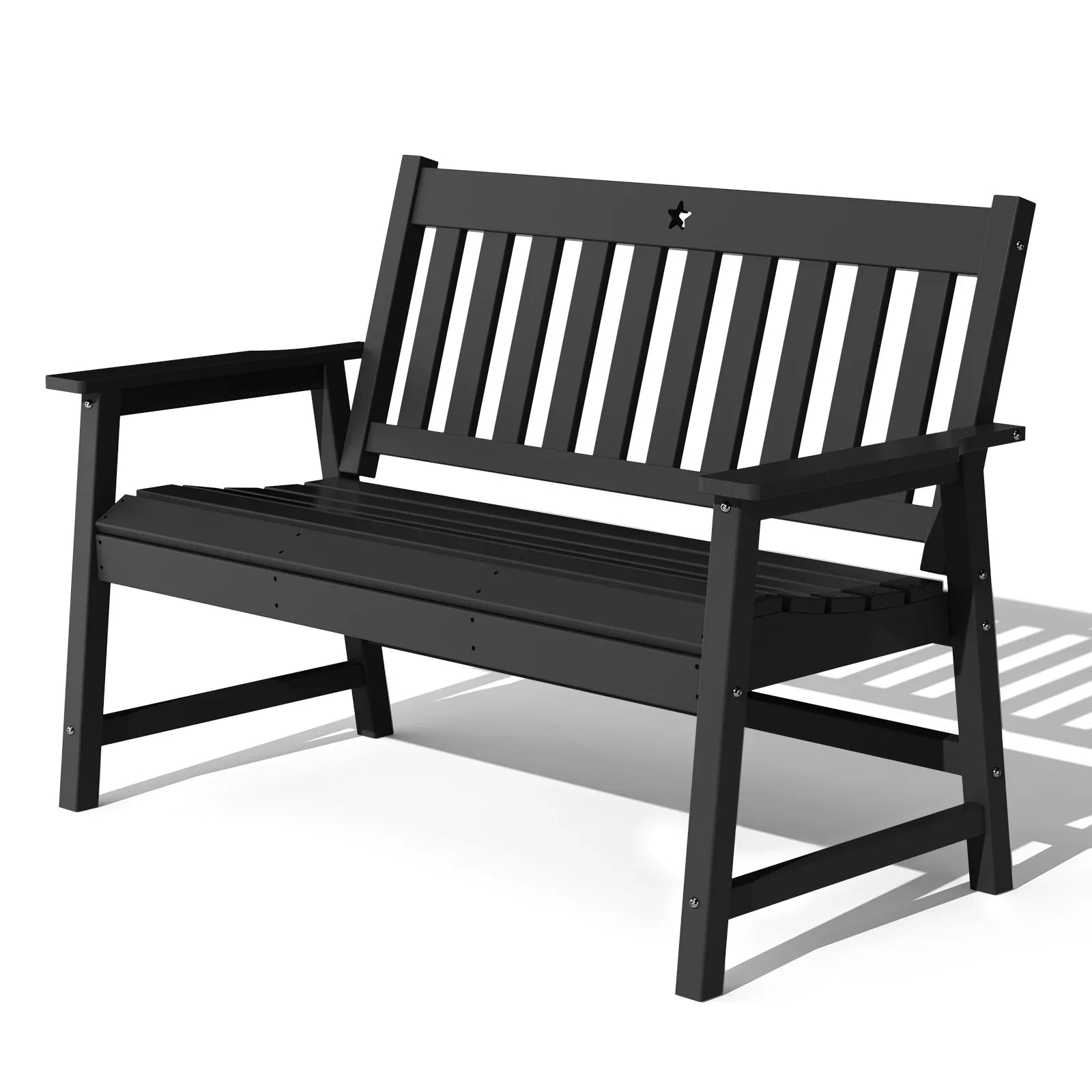 Outdoor Bench, 2-Person Garden Bench, HDPE Patio Bench Weatherproof, Durable Porch Bench for Patio, Backyard, Porch, and Park - Gardenjoy