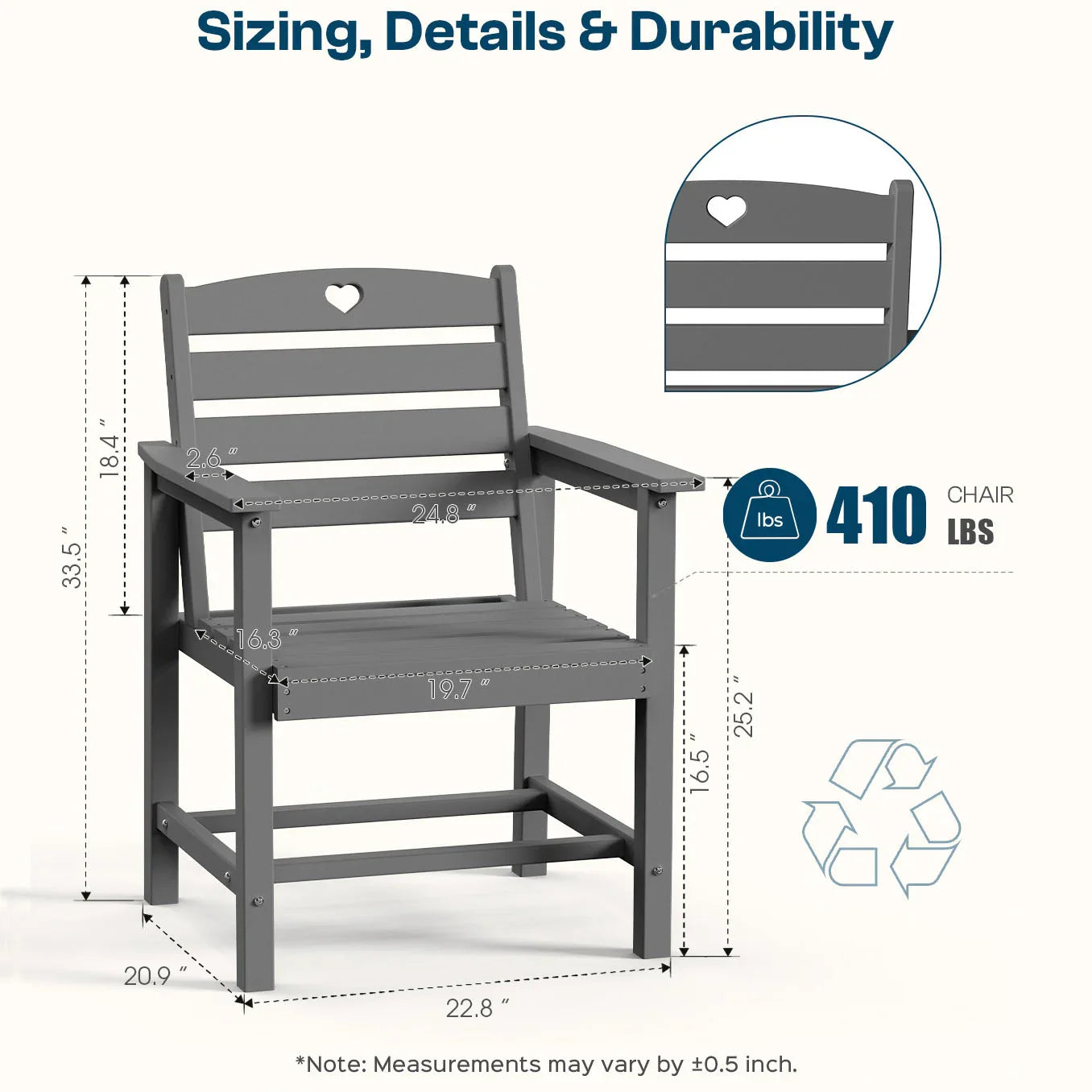 HDPE Patio Table and Chairs Set with Umbrella Hole, Weather-Resistant Patio Dining Sets, Outdoor Dining Set for Lawn, Patio, Porch, Deck, Poolside, Yard - Gardenjoy