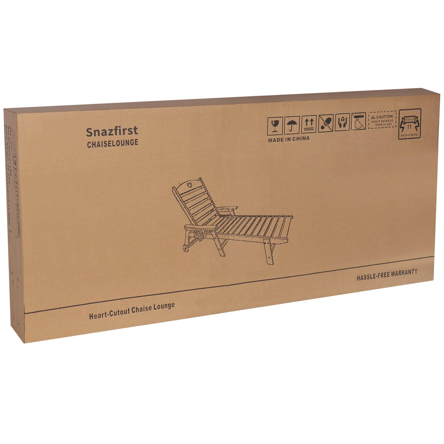 SNAZFIRST Adjustable Chaise Lounge Chair with Wheels & Cupholder, 6-Position Reclining Patio Chair – Weather-Resistant HDPE, Outdoor Poolside, Beach & Lawn Lounge Chair, Brown - Gardenjoy