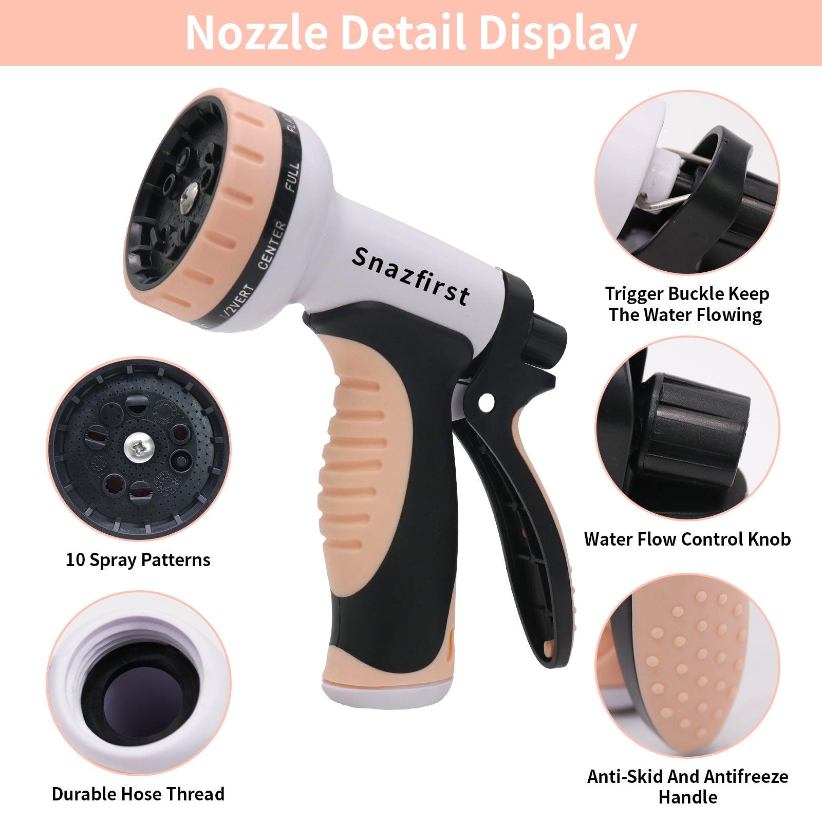 SNAZFIRST Hose High-pressure heavy-duty metal garden nozzles with 10 adjustable flow modes are versatile water sprayers for watering plants, lawns, cars and pets. - Gardenjoy