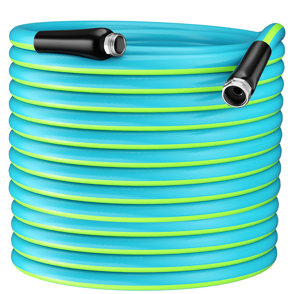 WrapHose Garden hoses with brass fittings, all-weather suitable, tangle-free, and lightweight