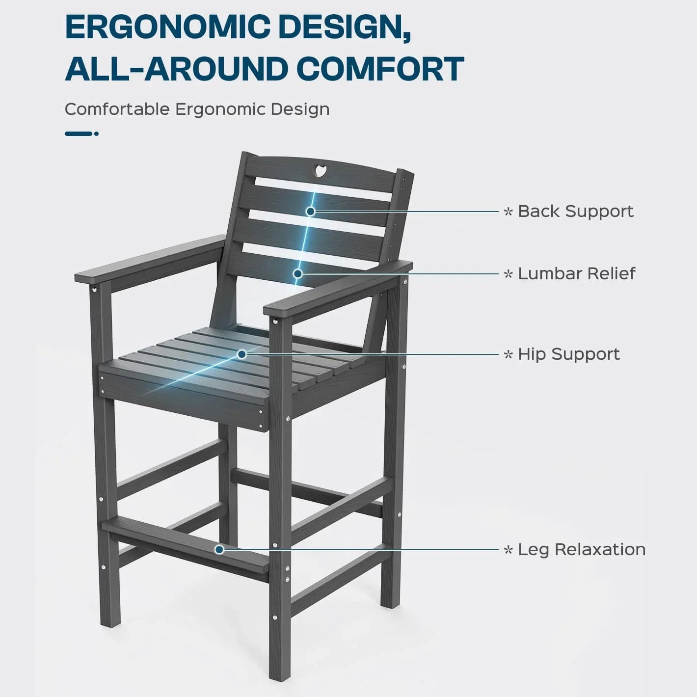 Bar Height Patio Table and Chairs Set|HDPE Wood Grain Outdoor Bar |Weather-Resistant Bar Height Furniture |for Deck, Porch, Pool - Gardenjoy