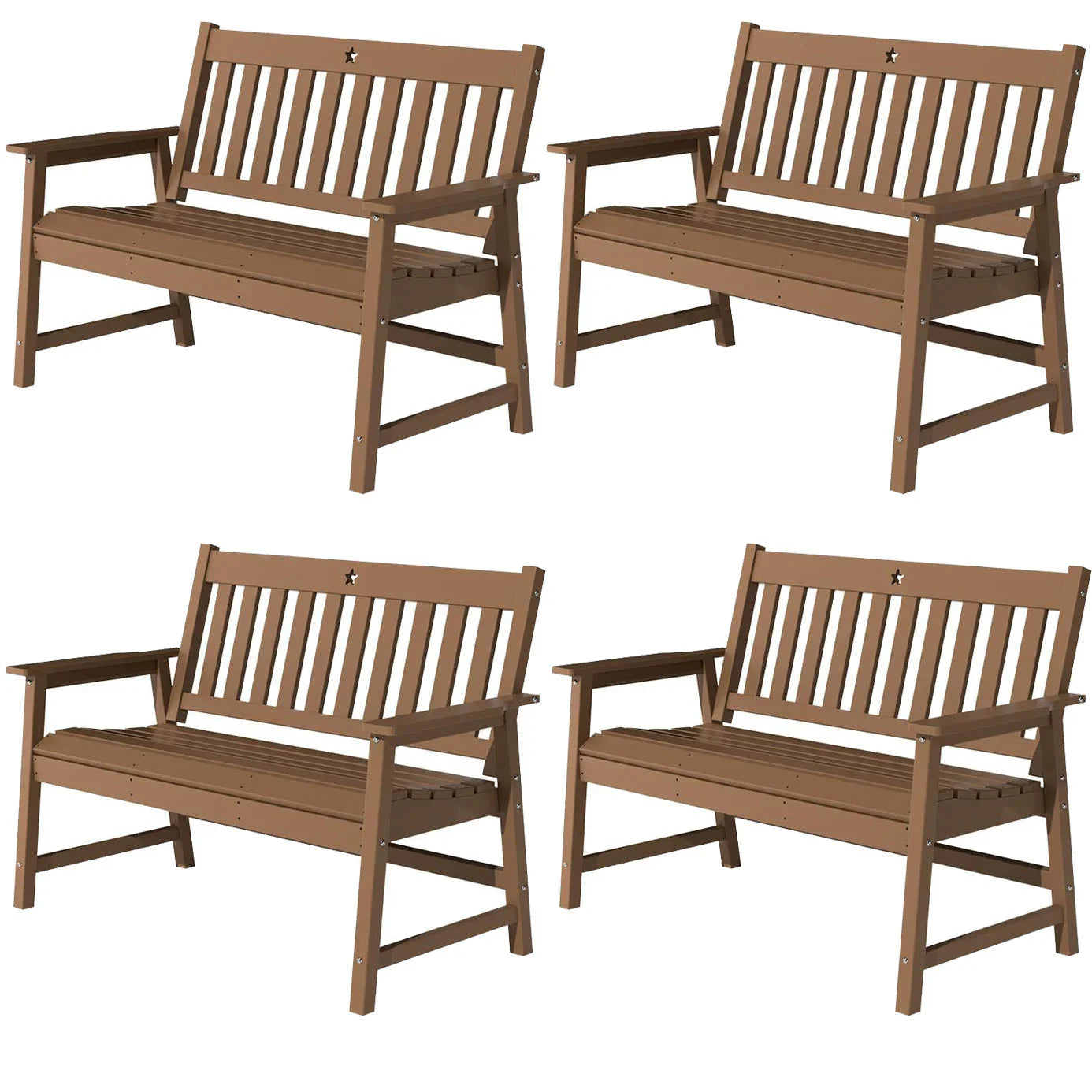 Outdoor Bench, 2-Person Garden Bench, HDPE Patio Bench Weatherproof, Durable Porch Bench for Patio, Backyard, Porch, and Park - Gardenjoy