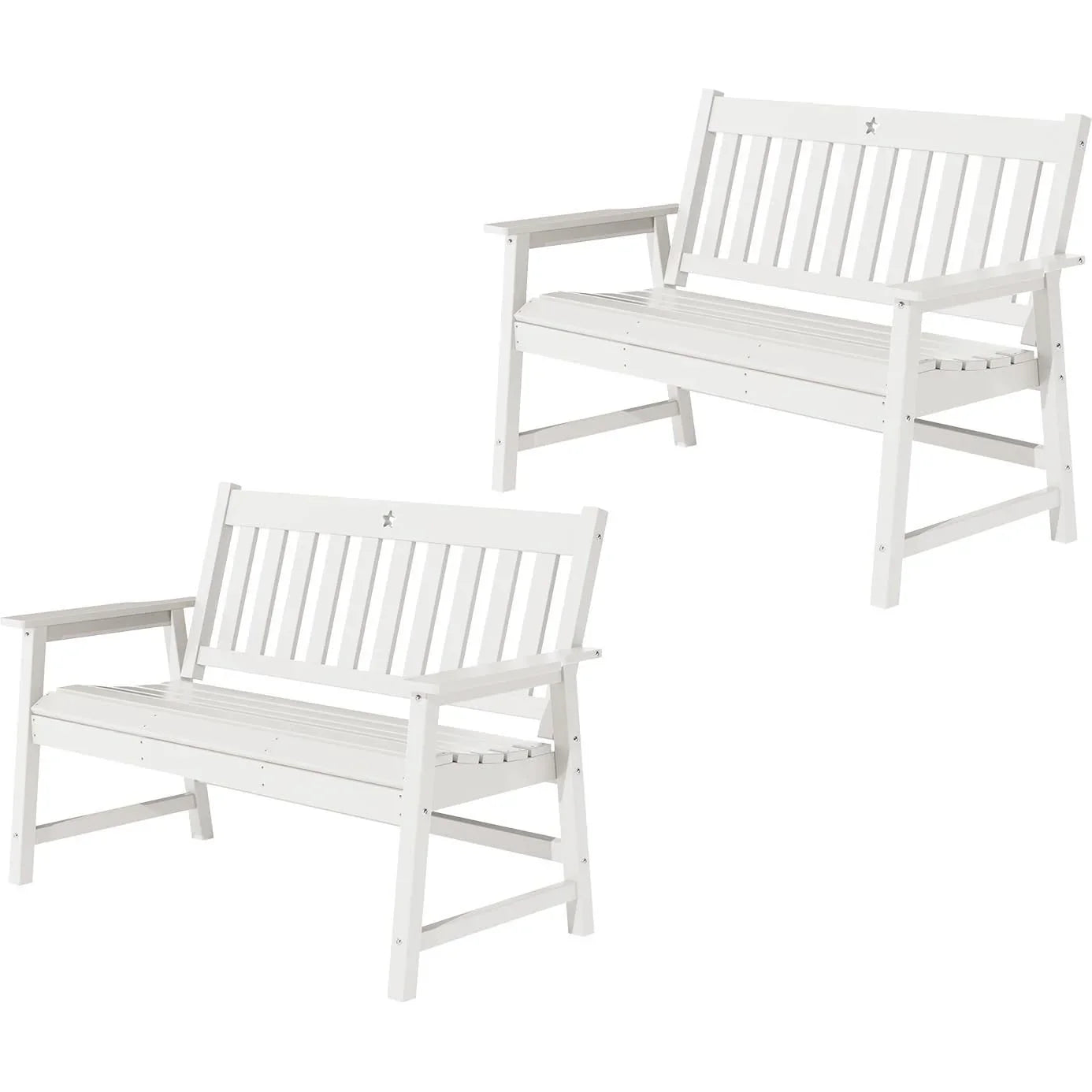 Outdoor Bench, 2-Person Garden Bench, HDPE Patio Bench Weatherproof, Durable Porch Bench for Patio, Backyard, Porch, and Park - Gardenjoy
