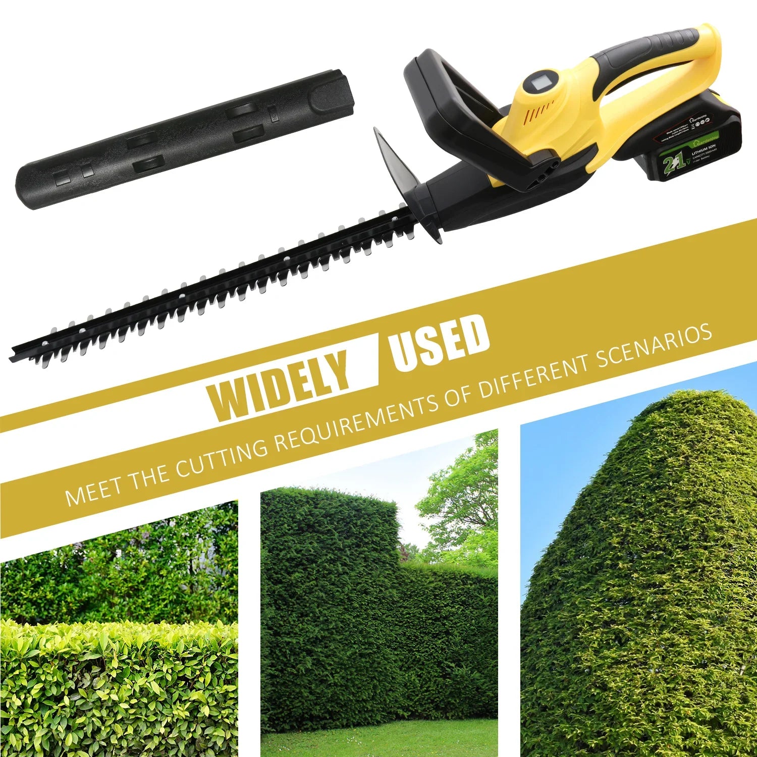 GardenJoy 22" Dual-Action Blades Cordless Hedge Trimmer (Battery & Charger Included), 2600Rpm, 2×3Ah Batteries & Fast Charger, Hedge & Branch Cutting - Gardenjoy