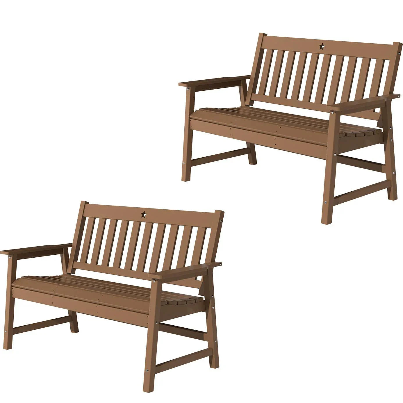 Outdoor Bench, 2-Person Garden Bench, HDPE Patio Bench Weatherproof, Durable Porch Bench for Patio, Backyard, Porch, and Park - Gardenjoy