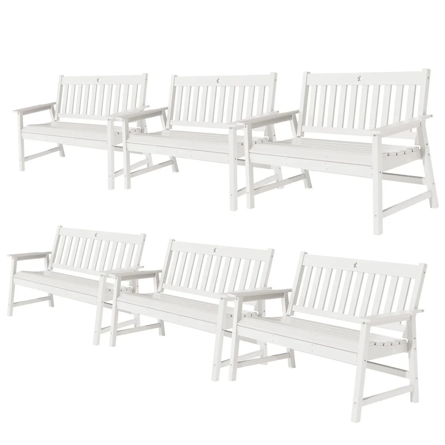 Outdoor Bench, 2-Person Garden Bench, HDPE Patio Bench Weatherproof, Durable Porch Bench for Patio, Backyard, Porch, and Park - Gardenjoy