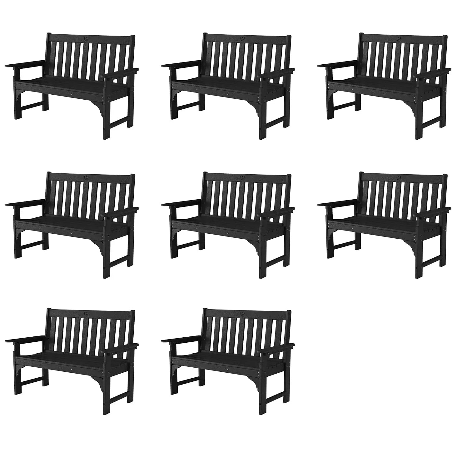 Outdoor Bench|2-Person HDPE Garden Bench |with Heart Detail & Wood Grain|680 LBS Capacity|All-Weather|  Porch, Backyard & Park - Gardenjoy