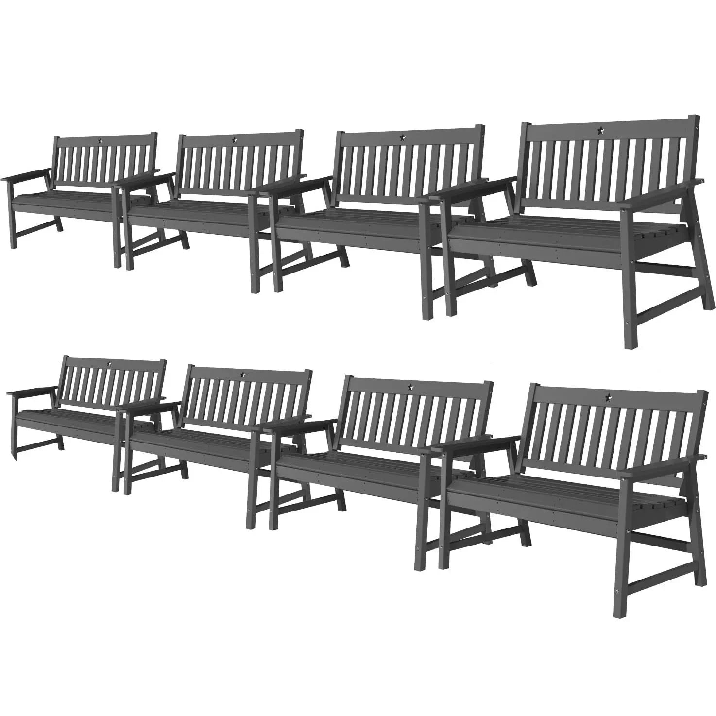 Outdoor Bench, 2-Person Garden Bench, HDPE Patio Bench Weatherproof, Durable Porch Bench for Patio, Backyard, Porch, and Park - Gardenjoy