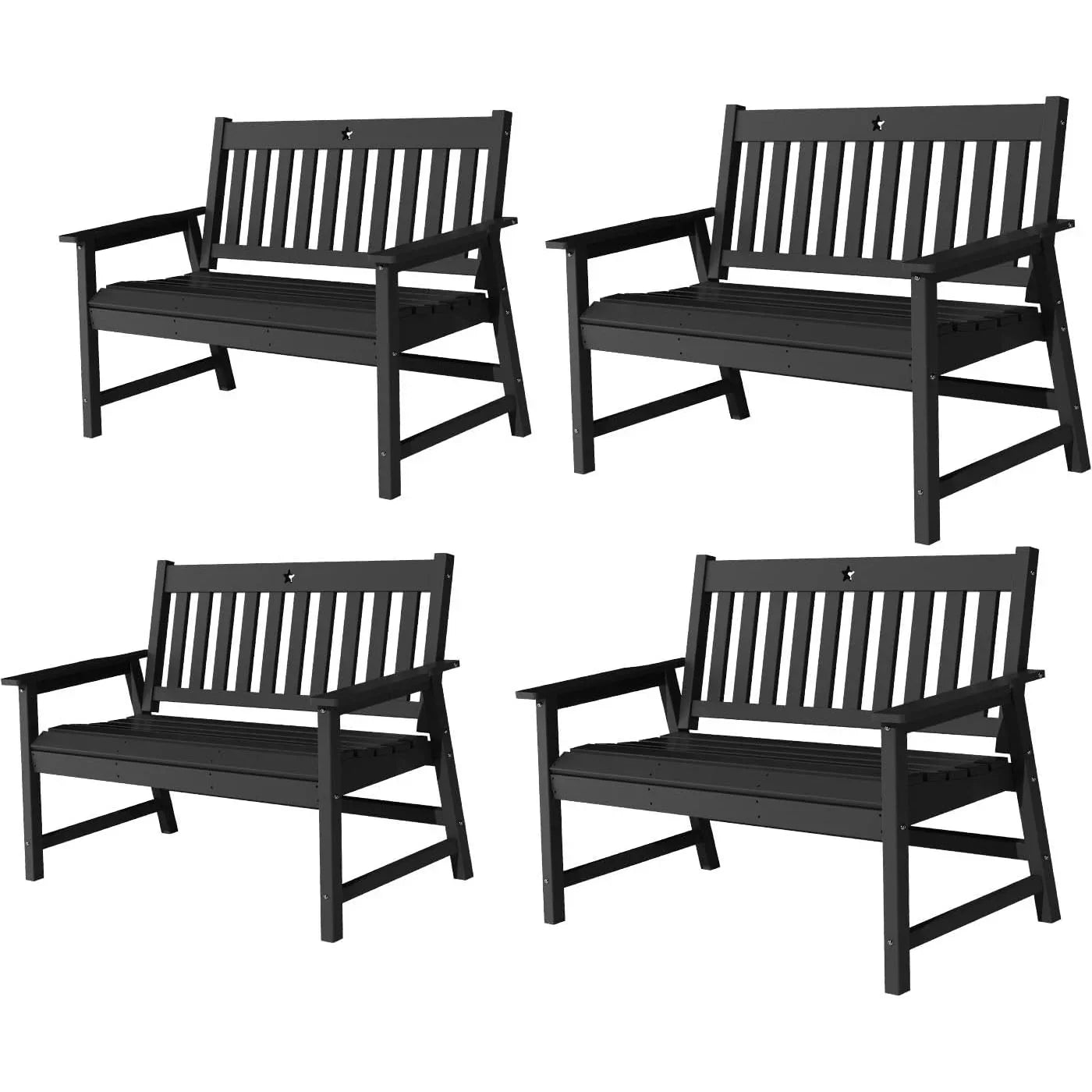 Outdoor Bench, 2-Person Garden Bench, HDPE Patio Bench Weatherproof, Durable Porch Bench for Patio, Backyard, Porch, and Park - Gardenjoy