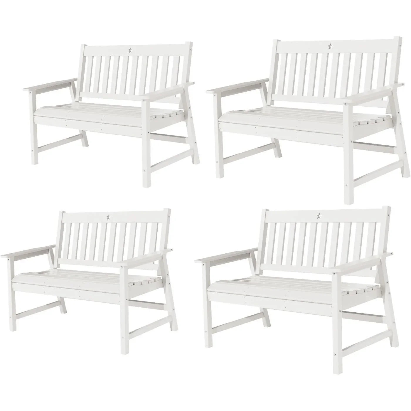 Outdoor Bench, 2-Person Garden Bench, HDPE Patio Bench Weatherproof, Durable Porch Bench for Patio, Backyard, Porch, and Park - Gardenjoy