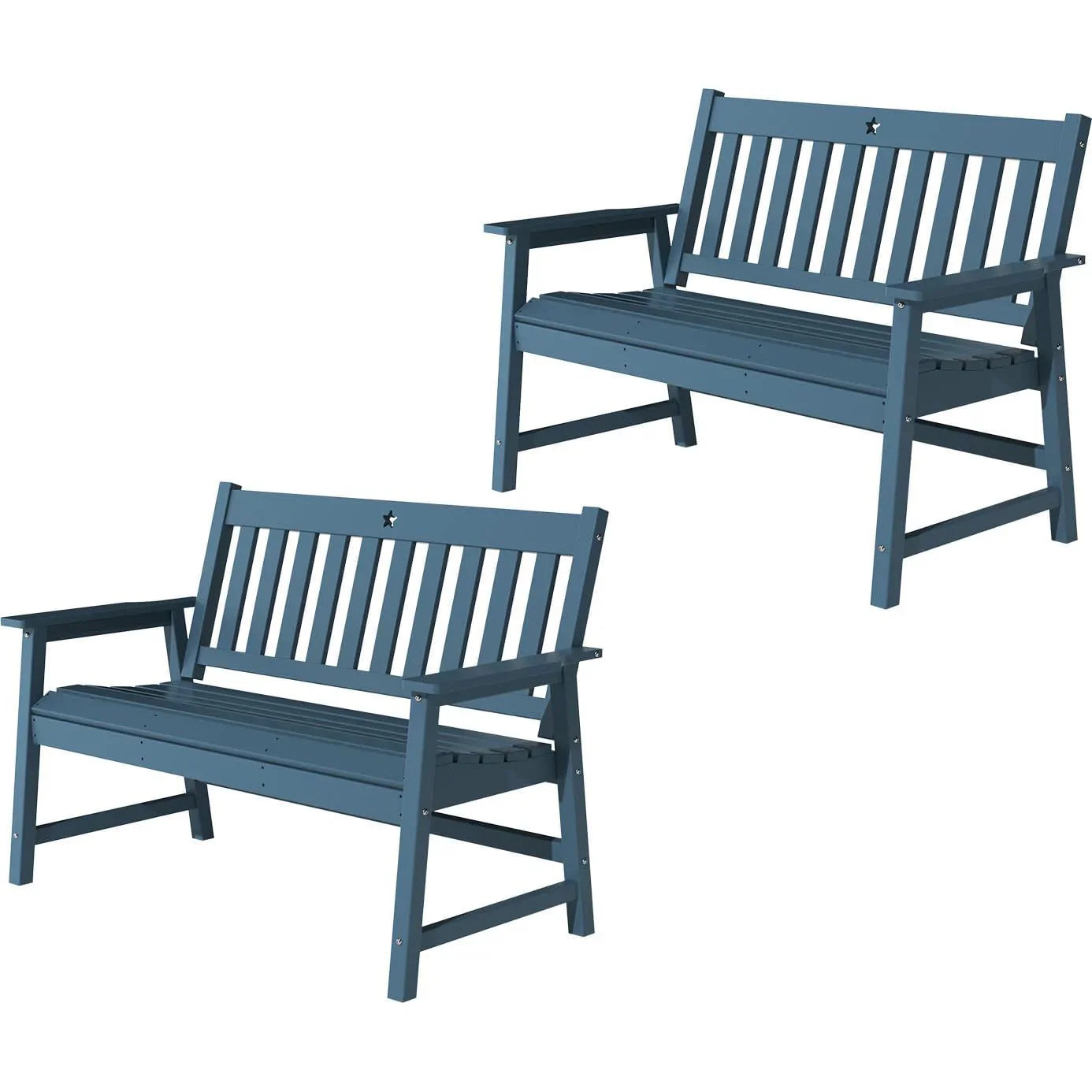 Outdoor Bench, 2-Person Garden Bench, HDPE Patio Bench Weatherproof, Durable Porch Bench for Patio, Backyard, Porch, and Park - Gardenjoy