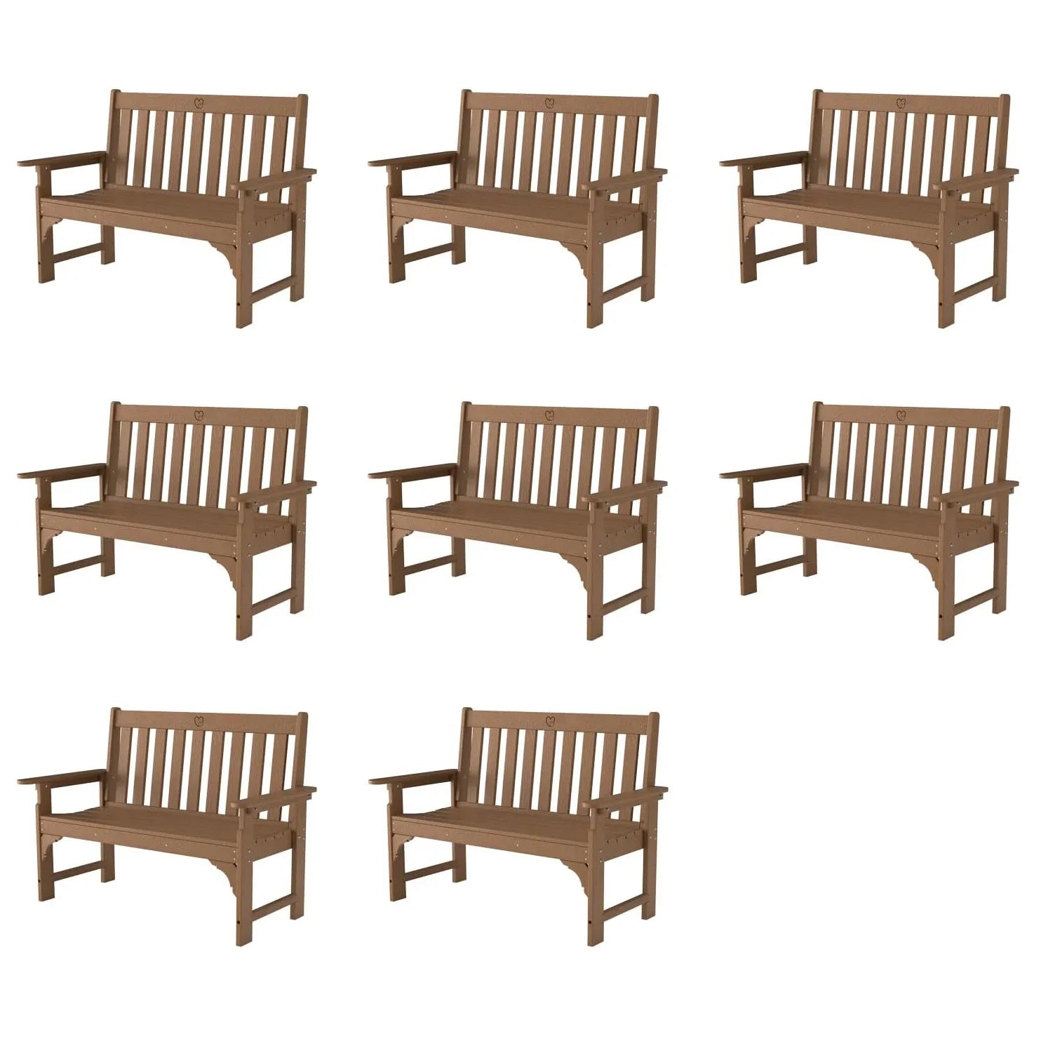 Outdoor Bench|2-Person HDPE Garden Bench |with Heart Detail & Wood Grain|680 LBS Capacity|All-Weather|  Porch, Backyard & Park - Gardenjoy