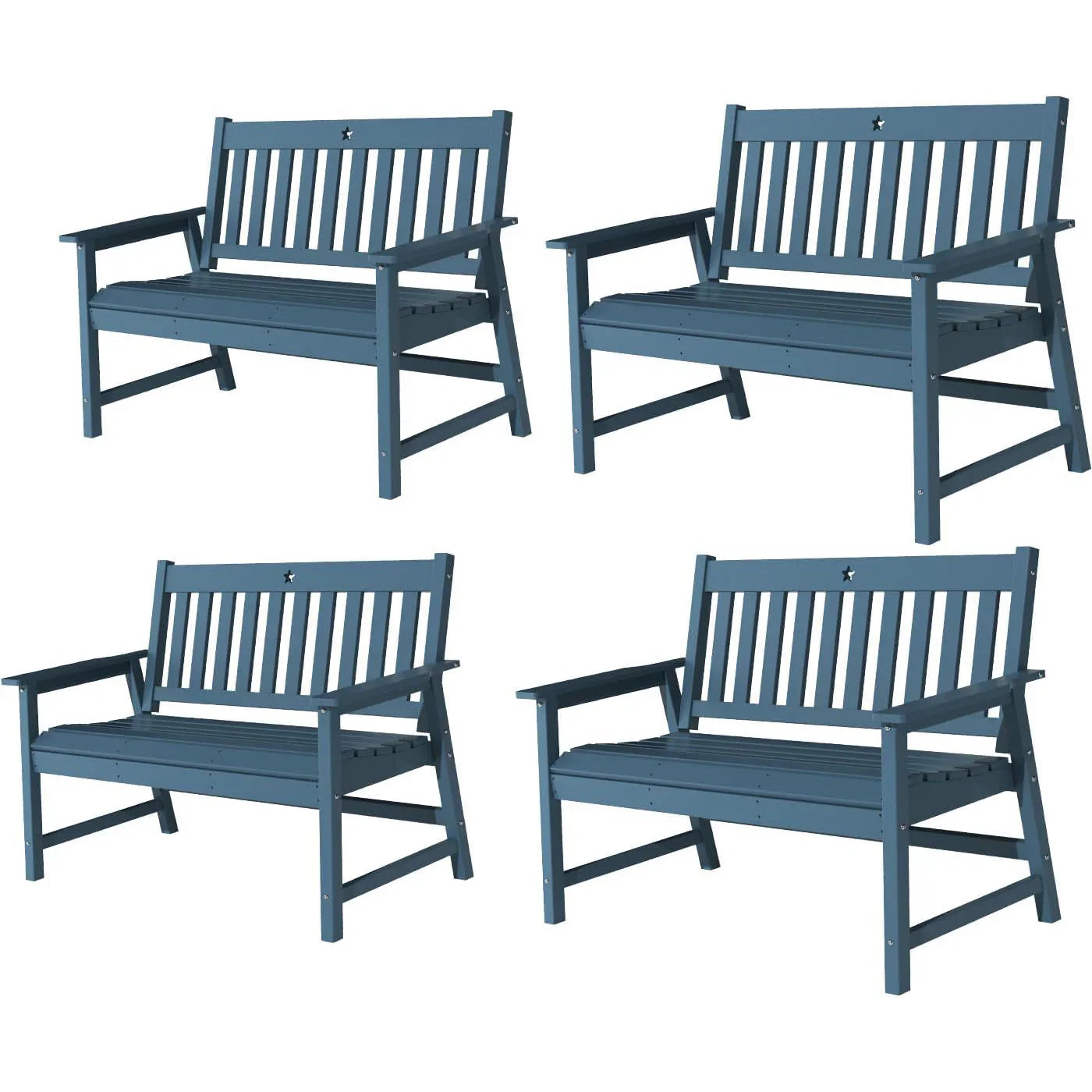 Outdoor Bench, 2-Person Garden Bench, HDPE Patio Bench Weatherproof, Durable Porch Bench for Patio, Backyard, Porch, and Park - Gardenjoy
