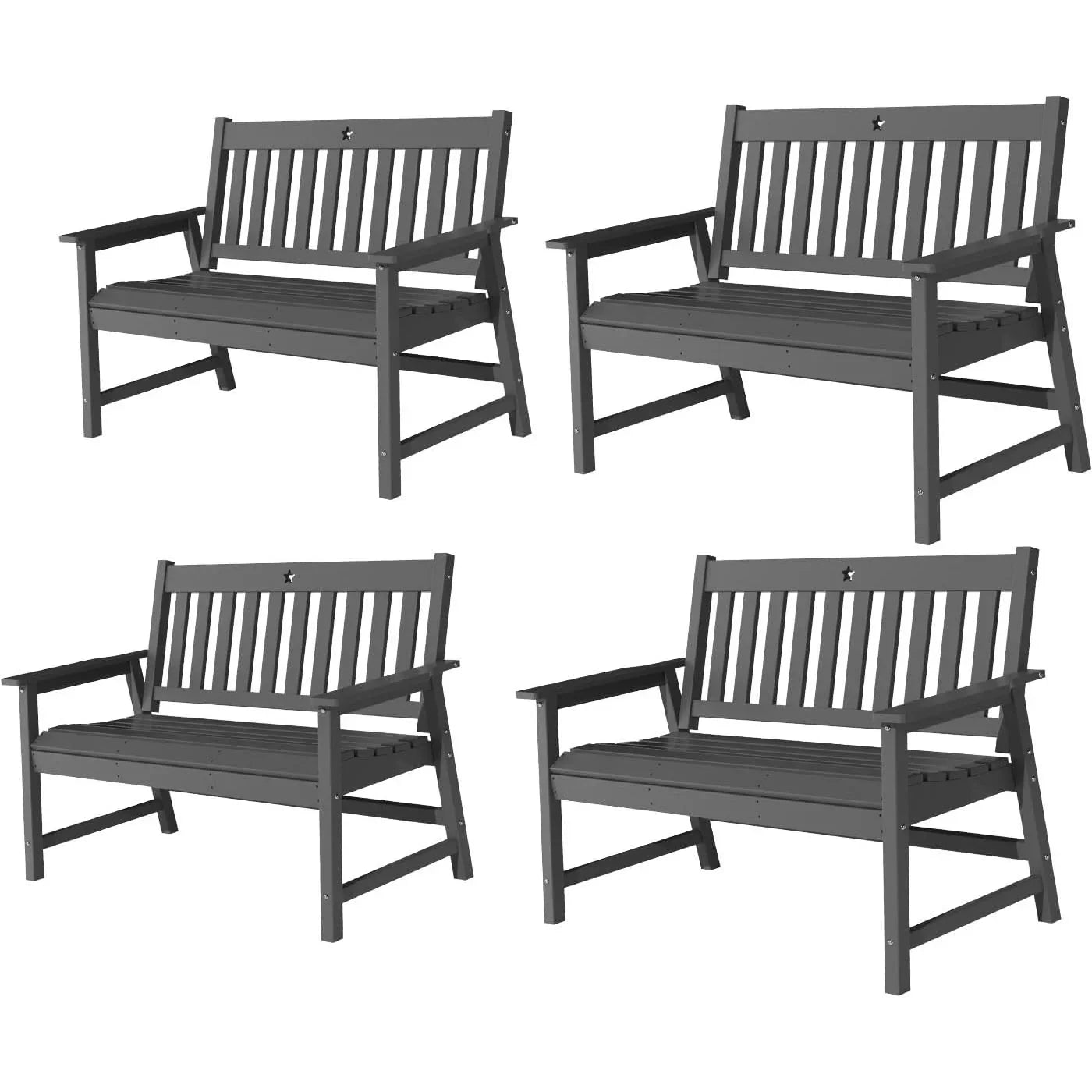 Outdoor Bench, 2-Person Garden Bench, HDPE Patio Bench Weatherproof, Durable Porch Bench for Patio, Backyard, Porch, and Park - Gardenjoy