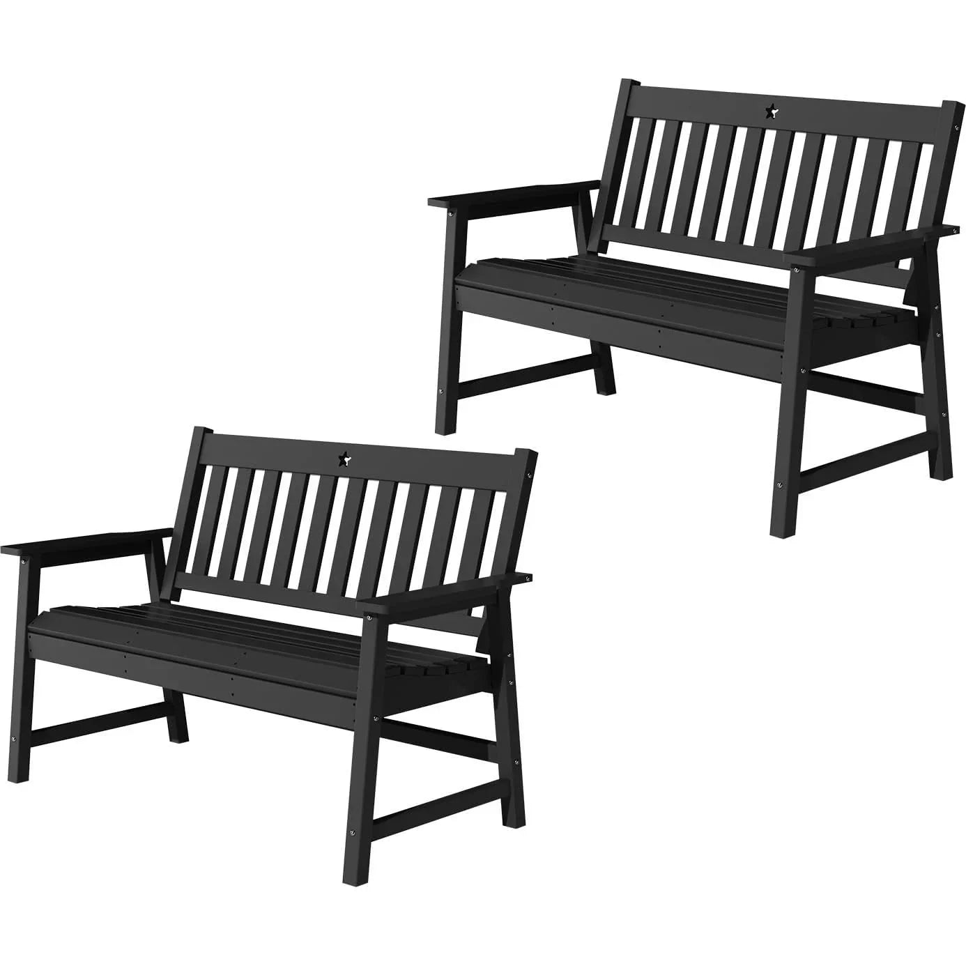 Outdoor Bench, 2-Person Garden Bench, HDPE Patio Bench Weatherproof, Durable Porch Bench for Patio, Backyard, Porch, and Park - Gardenjoy