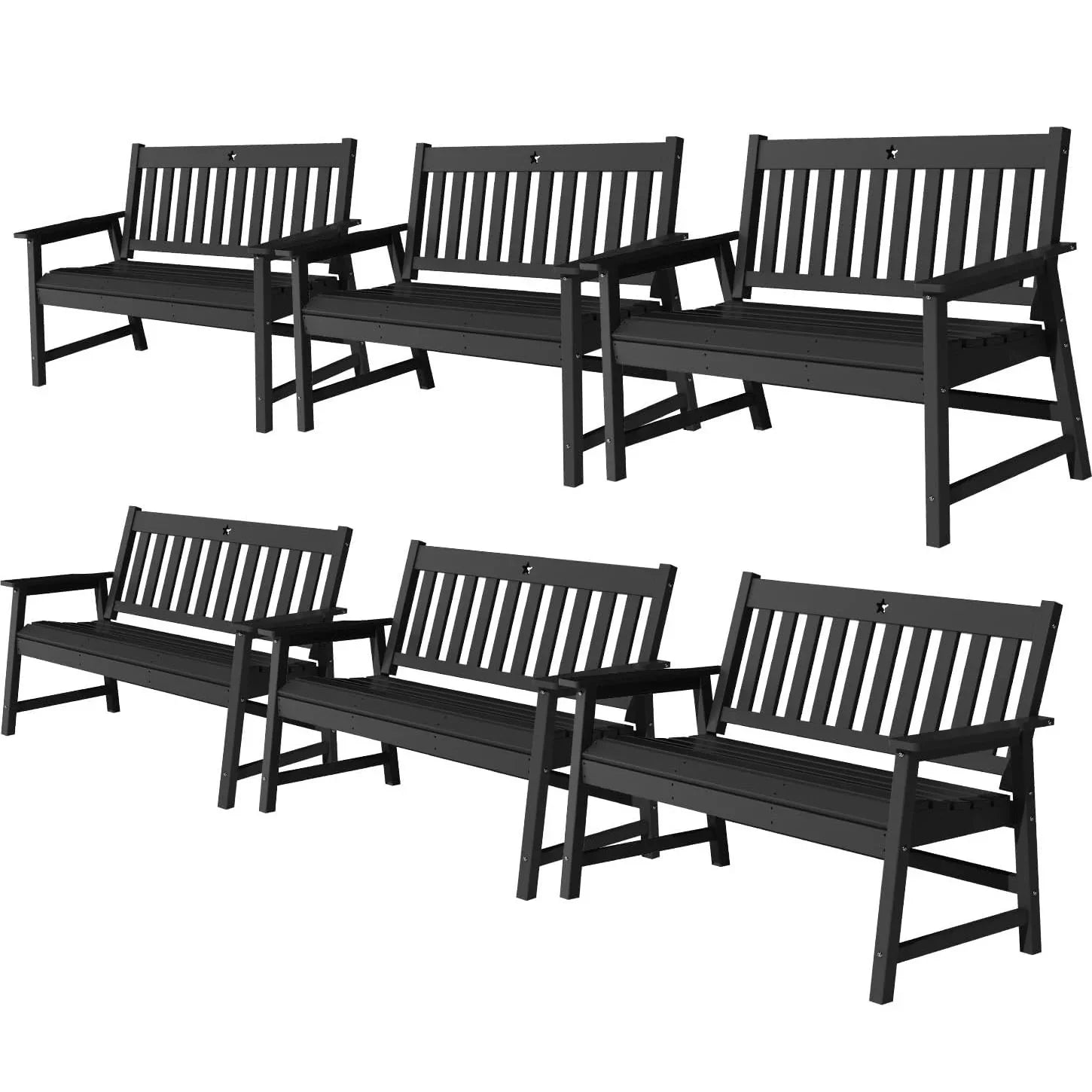 Outdoor Bench, 2-Person Garden Bench, HDPE Patio Bench Weatherproof, Durable Porch Bench for Patio, Backyard, Porch, and Park - Gardenjoy