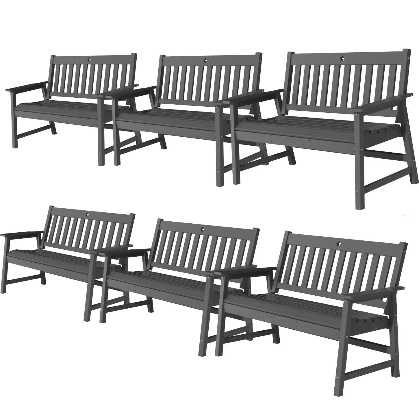 Outdoor Bench, 2-Person Garden Bench, HDPE Patio Bench Weatherproof, Durable Porch Bench for Patio, Backyard, Porch, and Park - Gardenjoy