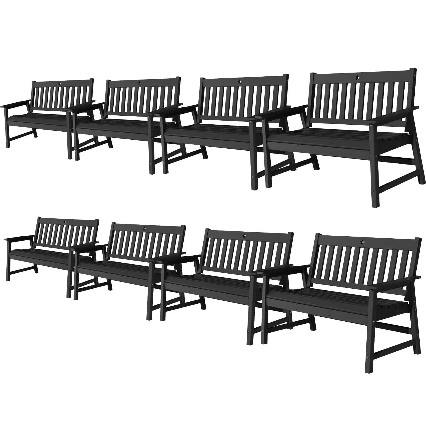 Outdoor Bench, 2-Person Garden Bench, HDPE Patio Bench Weatherproof, Durable Porch Bench for Patio, Backyard, Porch, and Park - Gardenjoy
