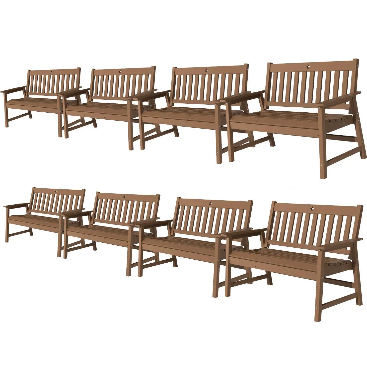 Outdoor Bench, 2-Person Garden Bench, HDPE Patio Bench Weatherproof, Durable Porch Bench for Patio, Backyard, Porch, and Park - Gardenjoy