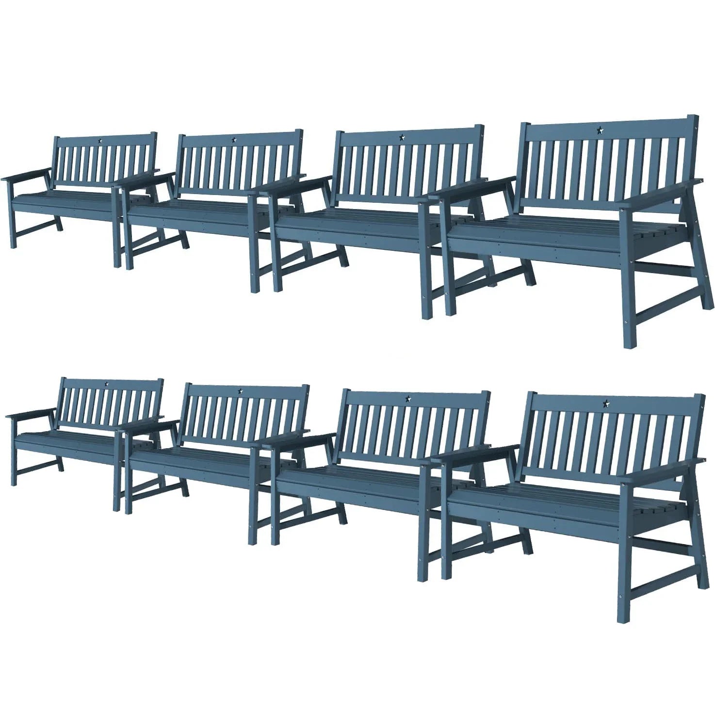 Outdoor Bench, 2-Person Garden Bench, HDPE Patio Bench Weatherproof, Durable Porch Bench for Patio, Backyard, Porch, and Park - Gardenjoy