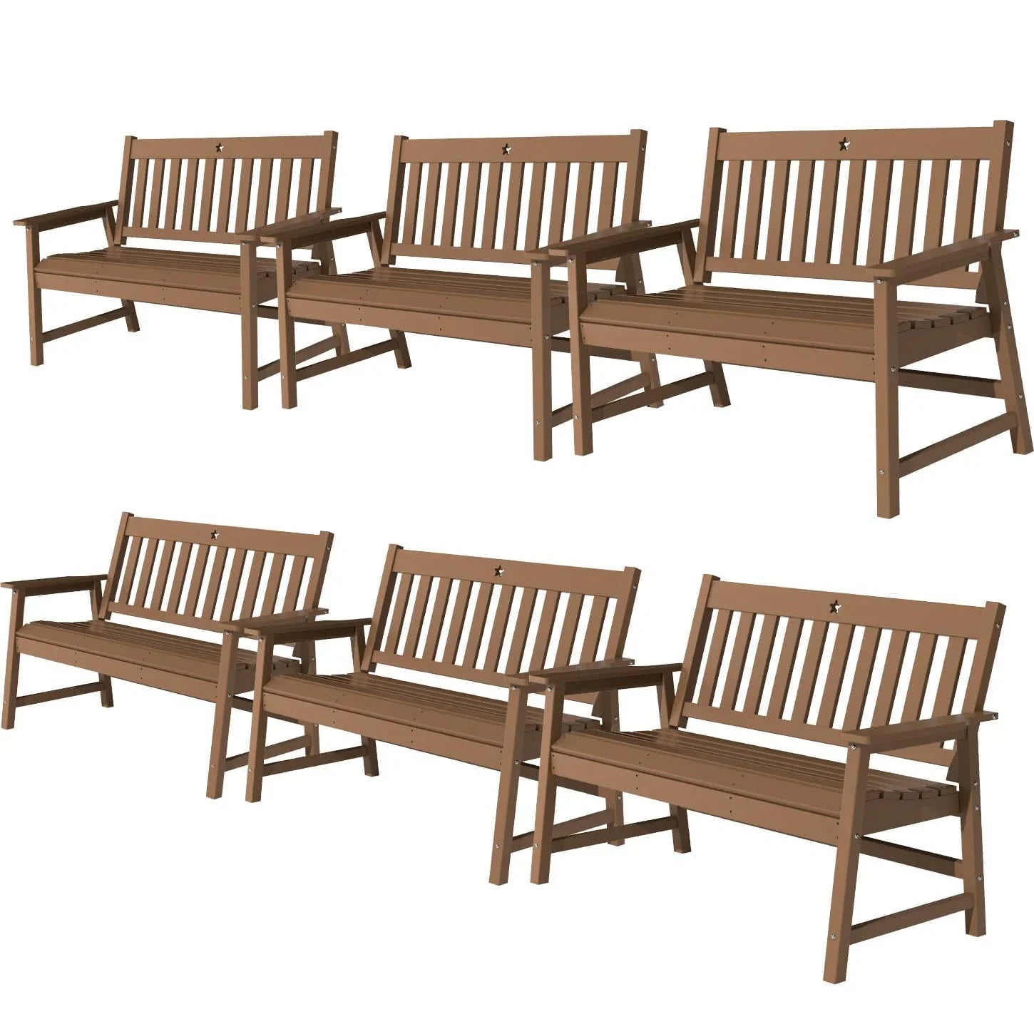 Outdoor Bench, 2-Person Garden Bench, HDPE Patio Bench Weatherproof, Durable Porch Bench for Patio, Backyard, Porch, and Park - Gardenjoy