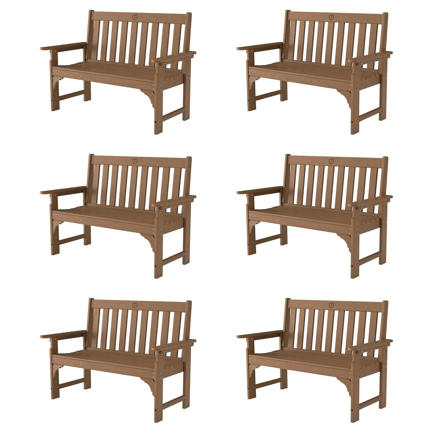 Outdoor Bench|2-Person HDPE Garden Bench |with Heart Detail & Wood Grain|680 LBS Capacity|All-Weather|  Porch, Backyard & Park - Gardenjoy