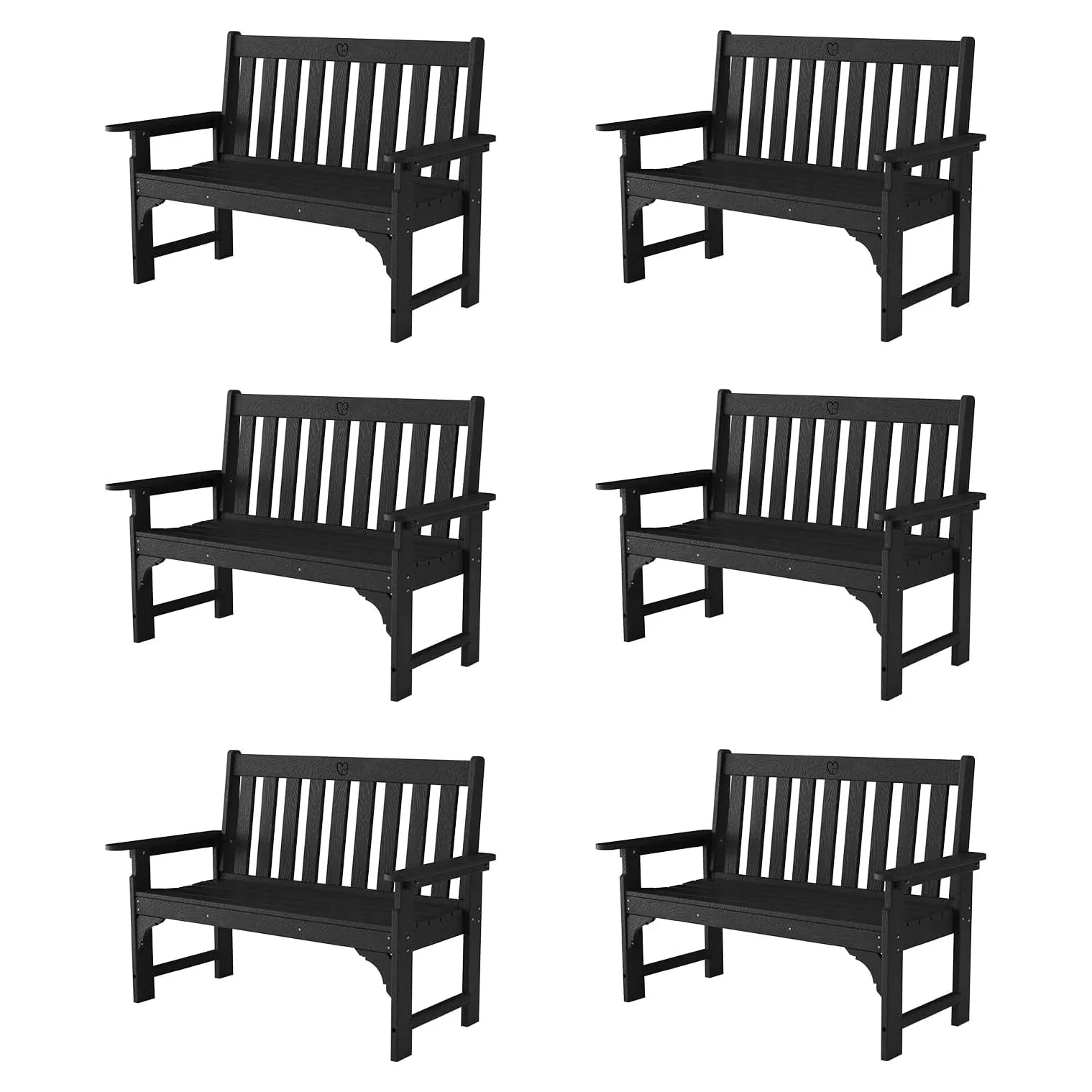 Outdoor Bench|2-Person HDPE Garden Bench |with Heart Detail & Wood Grain|680 LBS Capacity|All-Weather|  Porch, Backyard & Park - Gardenjoy