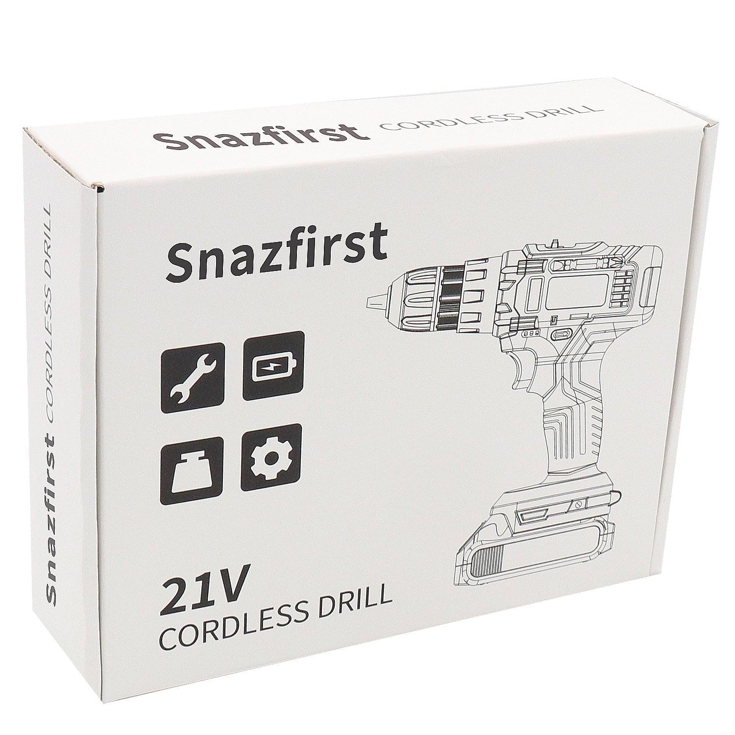 SNAZFIRST 21V Cordless Drill Set with 65pcs Drill Bits, 2 Variable Speeds, 24+1 Torque Settings, Keyless Chuck, Battery & Charger Included - Gardenjoy