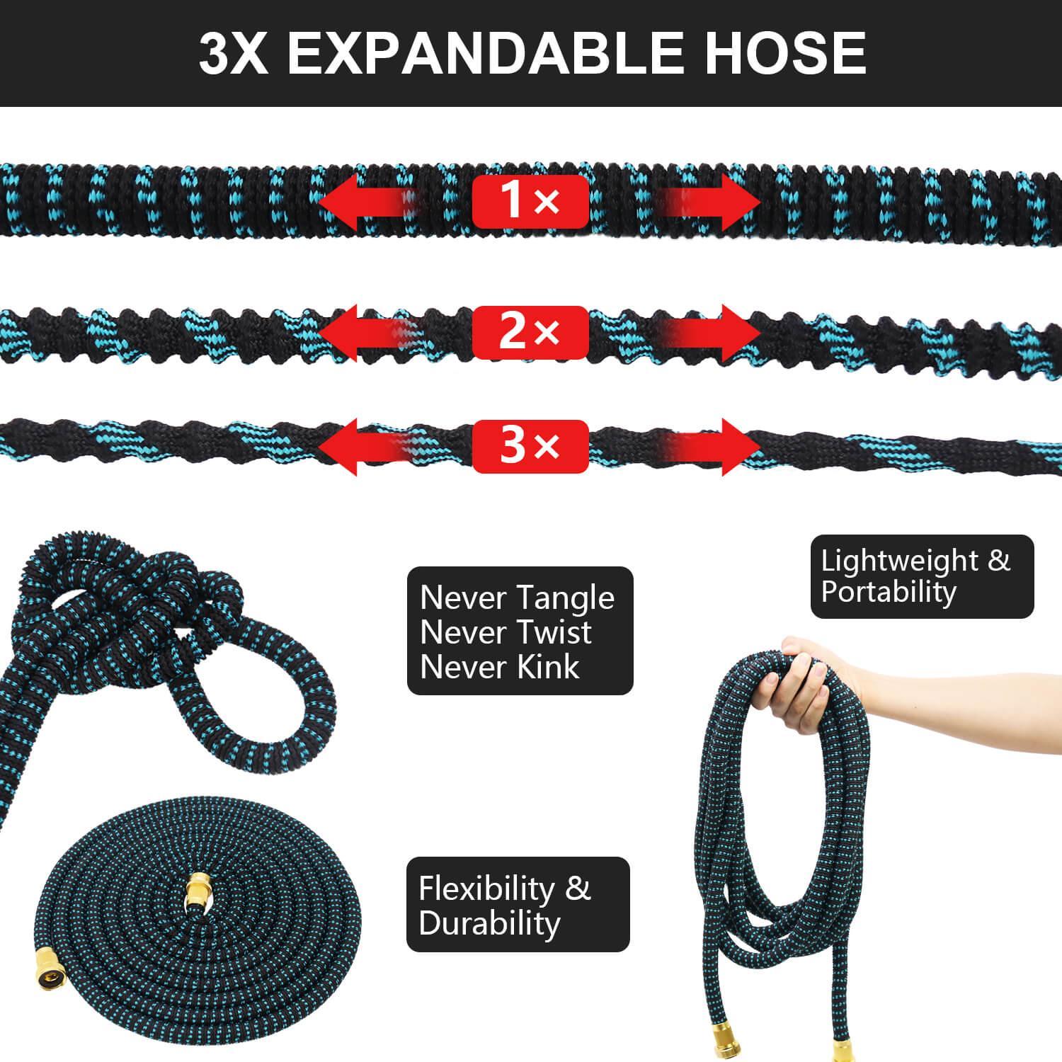 GardenJoy Expandable Garden Hose 50ft with 7 Function Spray Nozzle - Gardenjoy