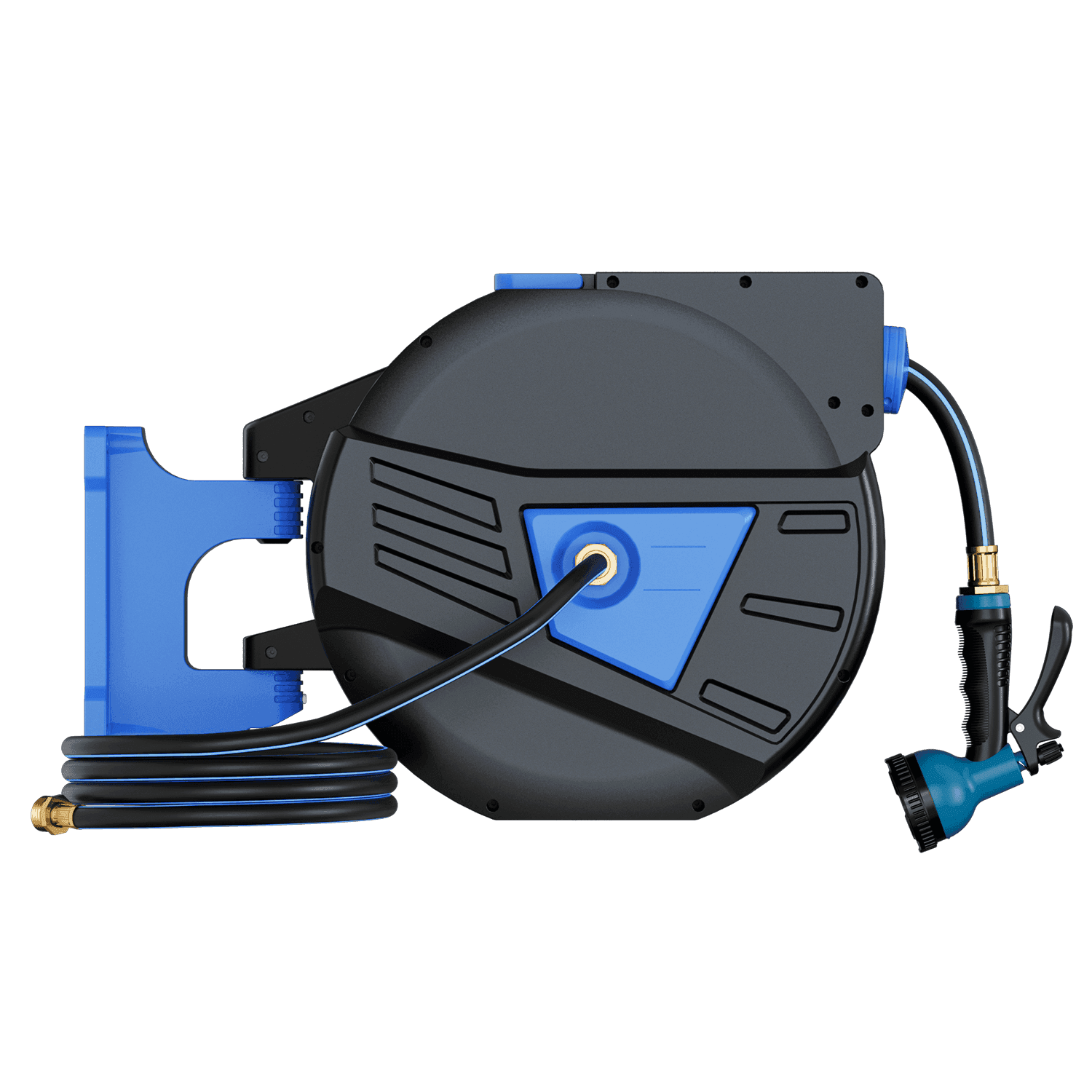 GardenJoy 5/8in automatic rewind hose | One-touch lock for any length + leak-proof design | 10-mode nozzle + 180° rotating bracket - Gardenjoy