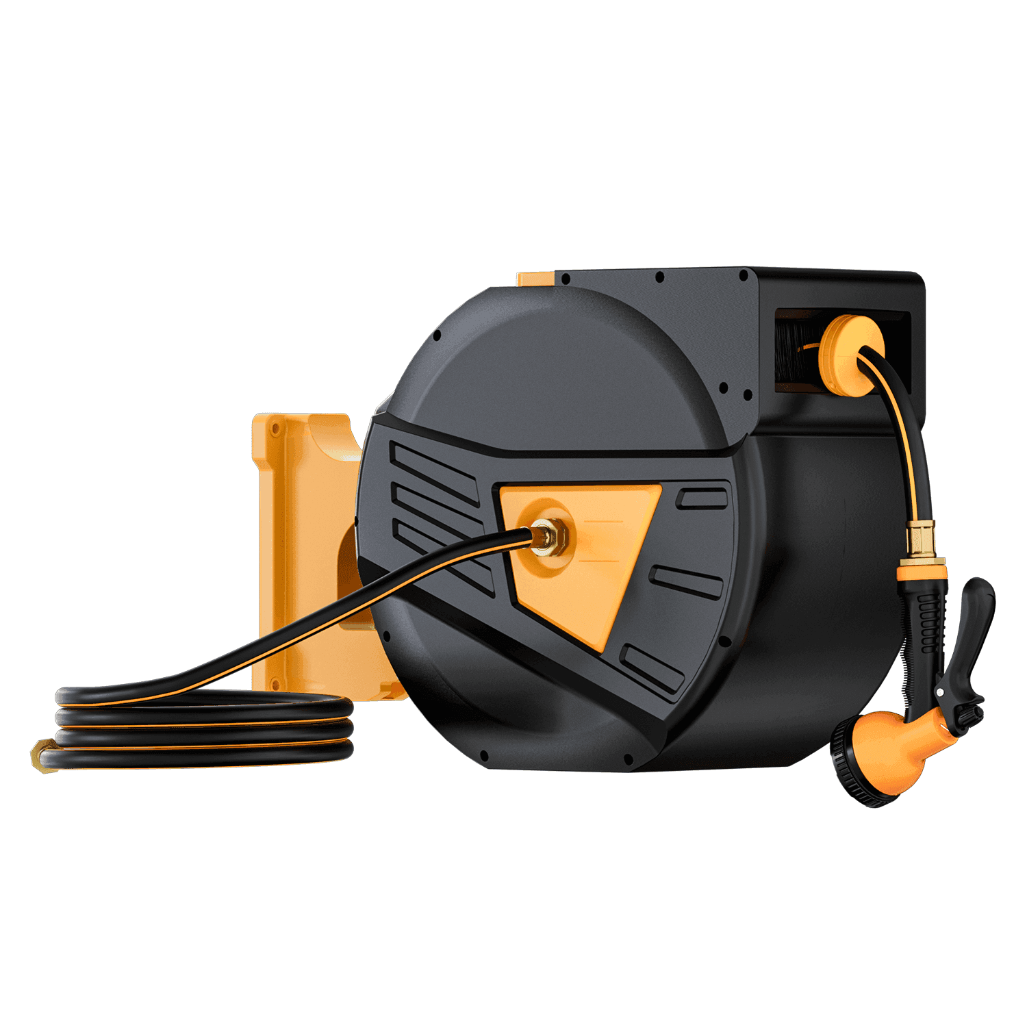 GardenJoy 5/8in automatic rewind hose | One-touch lock for any length + leak-proof design | 10-mode nozzle + 180° rotating bracket - Gardenjoy