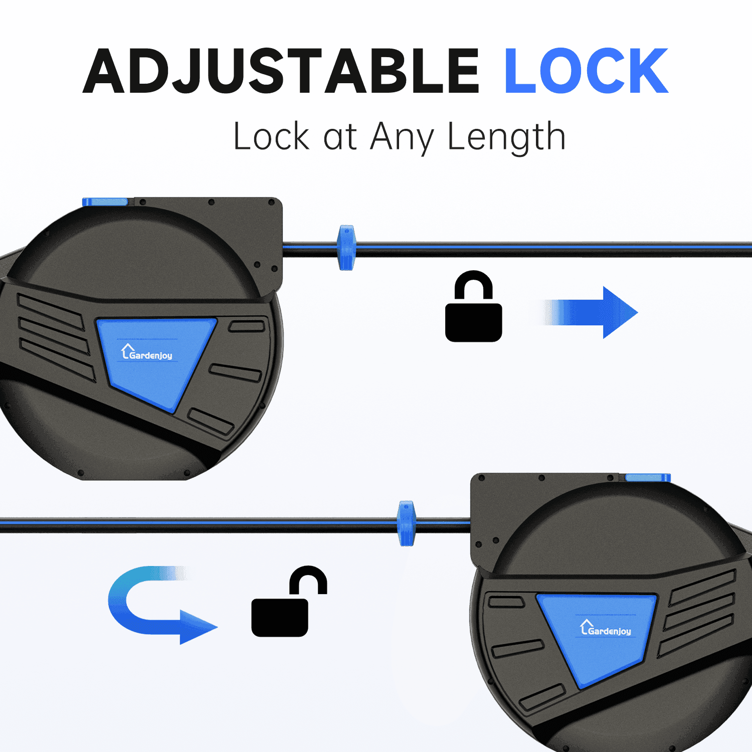 GardenJoy 5/8in automatic rewind hose | One-touch lock for any length + leak-proof design | 10-mode nozzle + 180° rotating bracket - Gardenjoy
