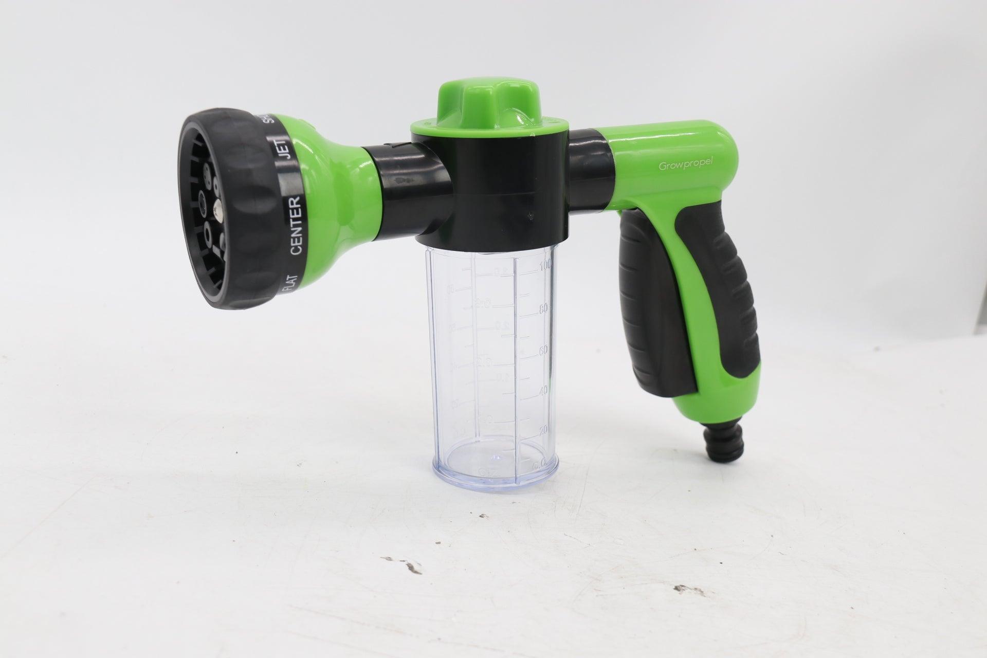 GROWPROPEL Multi-Purpose Garden Hose Nozzle with Water Meter - Powerful water stream and adjustable spray pattern for versatile cleaning and irrigation - Gardenjoy