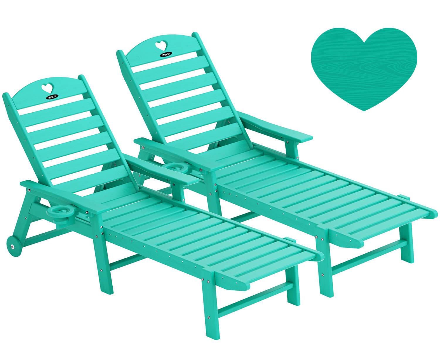 Chaise Lounge Chair for Outdoor Relaxation | HDPE | Wheels, Cupholder, 6-Position | Patio, Lawn, Garden, Poolside - Gardenjoy