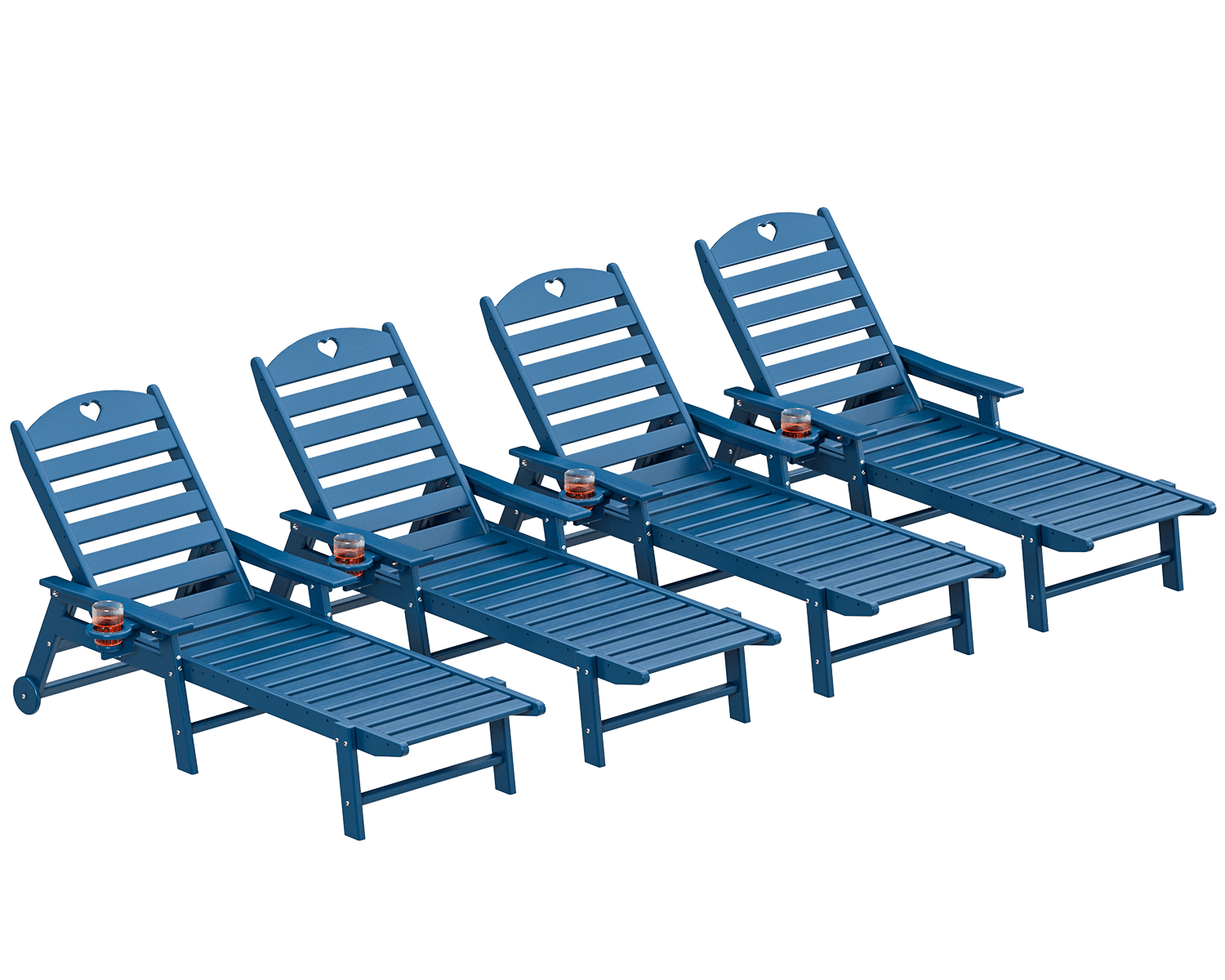 Chaise Lounge Chair for Outdoor Relaxation | HDPE | Wheels, Cupholder, 6-Position | Patio, Lawn, Garden, Poolside - Gardenjoy