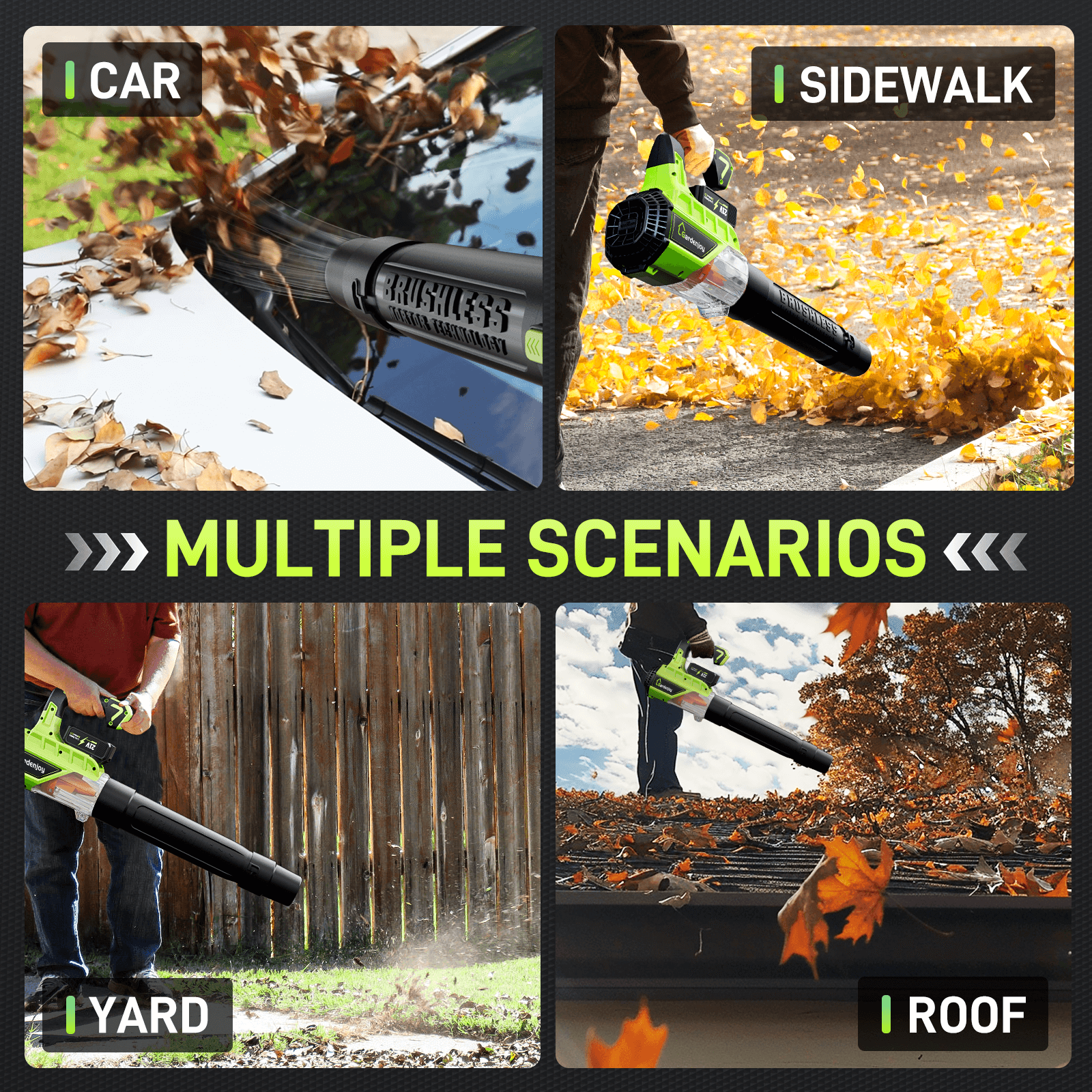 12V Cordless Grass Trimmer & 500CFM Leaf Blower with 21V 2×3.0Ah Batteries Combo Kit, Green/Yellow - Gardenjoy