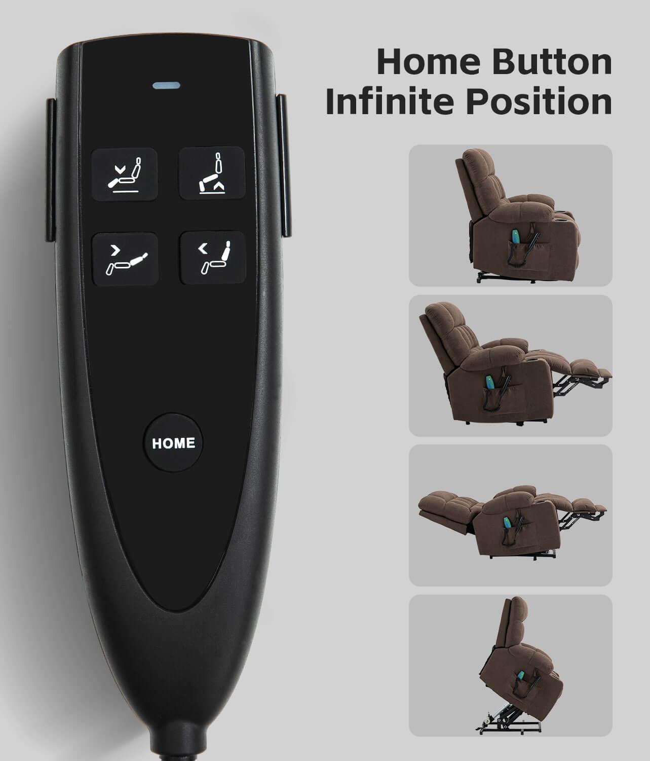 Fabric Dual Motor Massage and Heated Lift Recliner with Cup Holder and USB Port | Infinite Position Recliner (Brown/Gray)