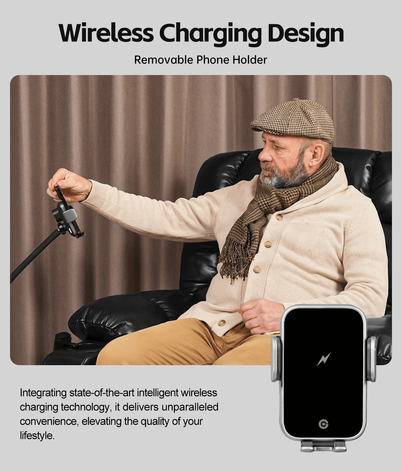 Leather Dual Motor Massage and Heat Lift Recliner for Everyone with Cup Holders, Wireless Charging and USB Ports | Infinite Position Recliner (Brown/Black) - Gardenjoy